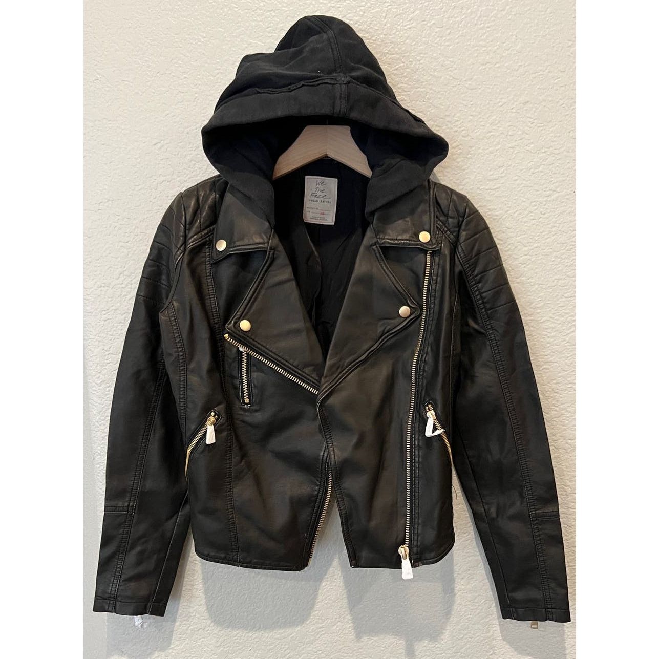 Free People Free People Harriett Hooded Faux Leather Moto Jacket (XS) Size XS / US 0-2 / IT 36-38 - 4 Thumbnail