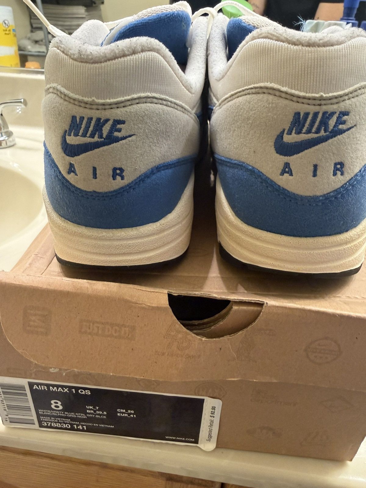 Nike Nike air max 1 qs white varsity blue size 8 2009 Size US 8 / EU 41 - 6 Thumbnail