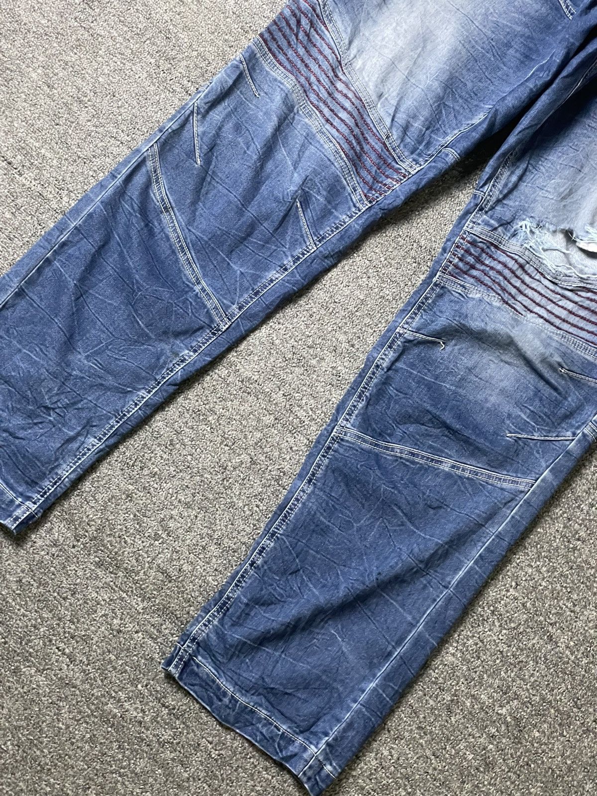 Japanese Brand × Vintage Blue B Brand Distressed Denim Biker Jeans (117) Size US 35 - 2 Thumbnail