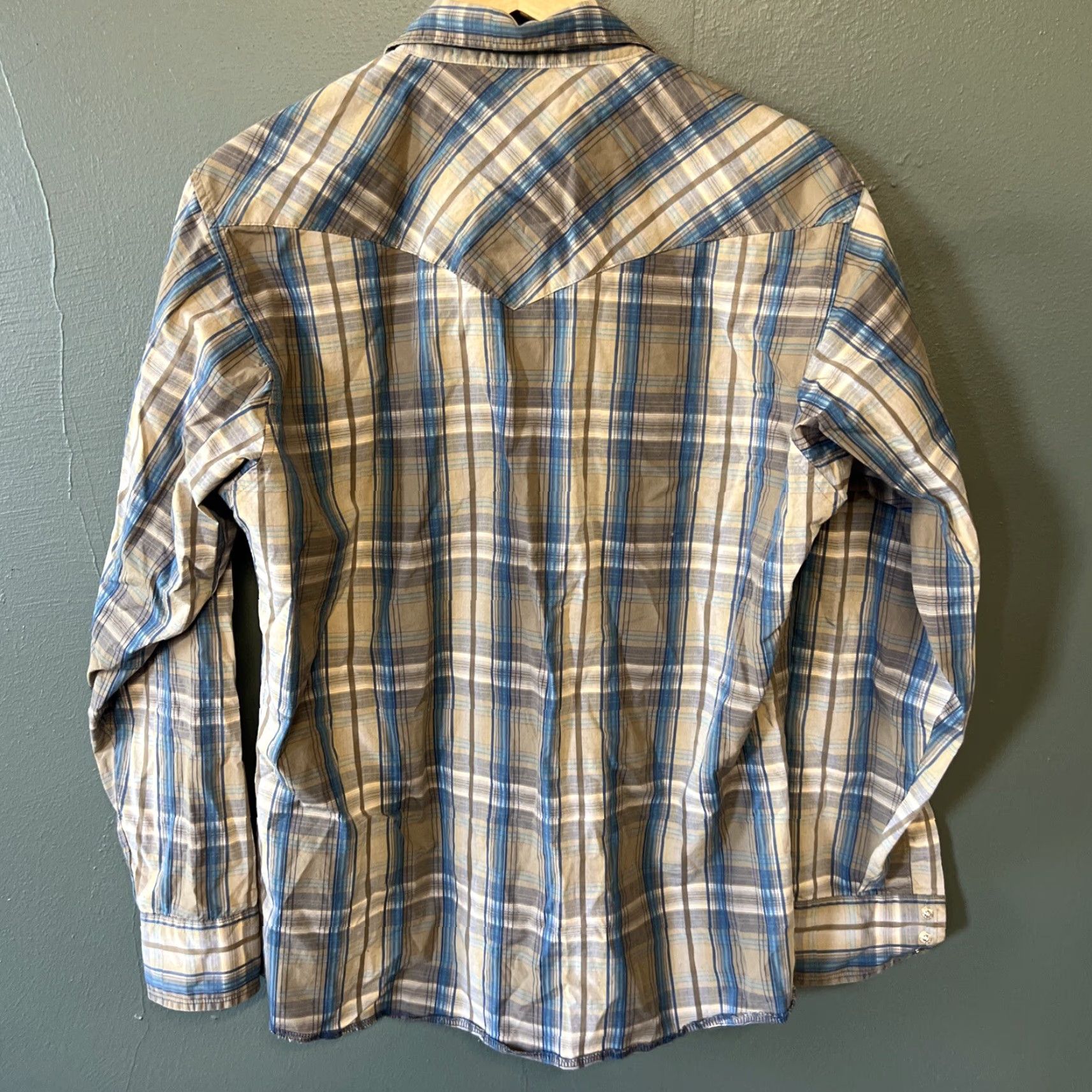 Wrangler Wrangler Shirt Mens M Medium Brown Plaid Retro Snap Button-Up Cotton Size US M / EU 48-50 / 2 - 4 Thumbnail