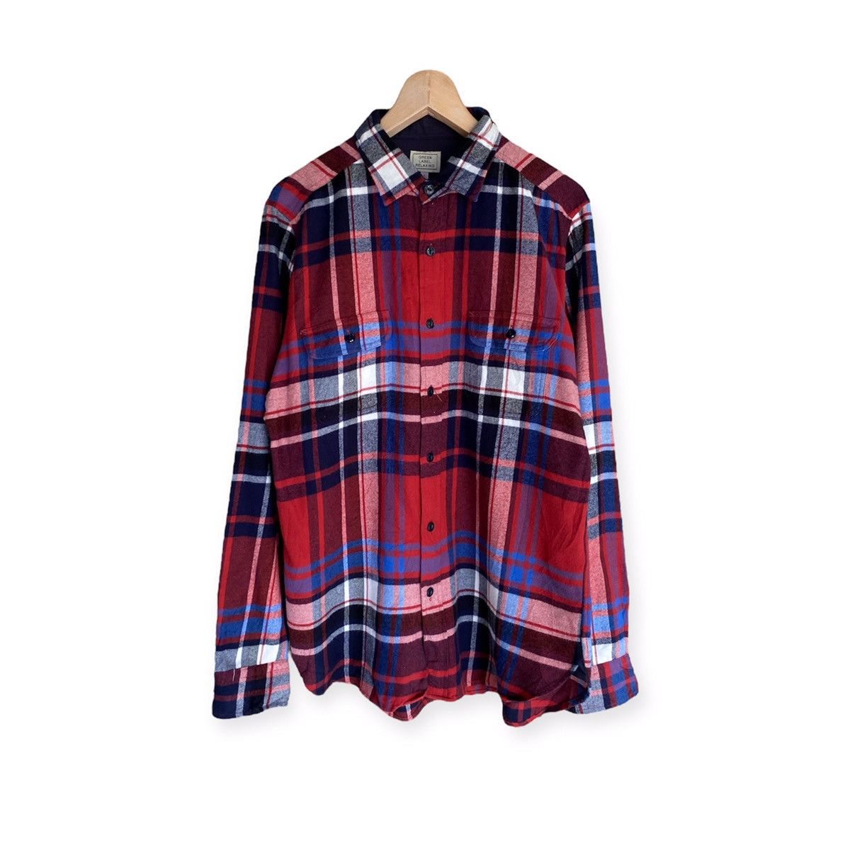 Vintage Japanese Brand Green Label Relaxing Flannel Shirt Size US M / EU 48-50 / 2 - 1 Thumbnail