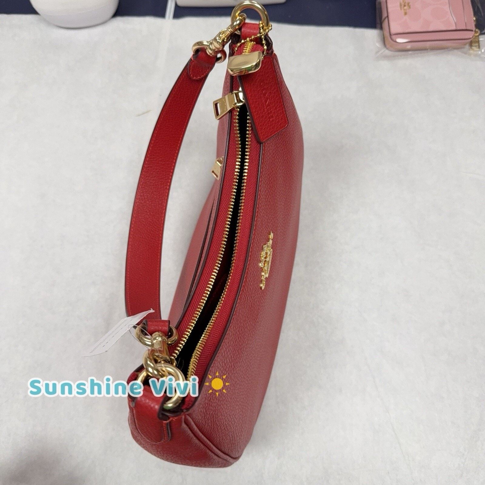 Coach NWT Coach Teri Hobo Bag Leather CV935 Bold Red Size ONE SIZE - 4 Thumbnail