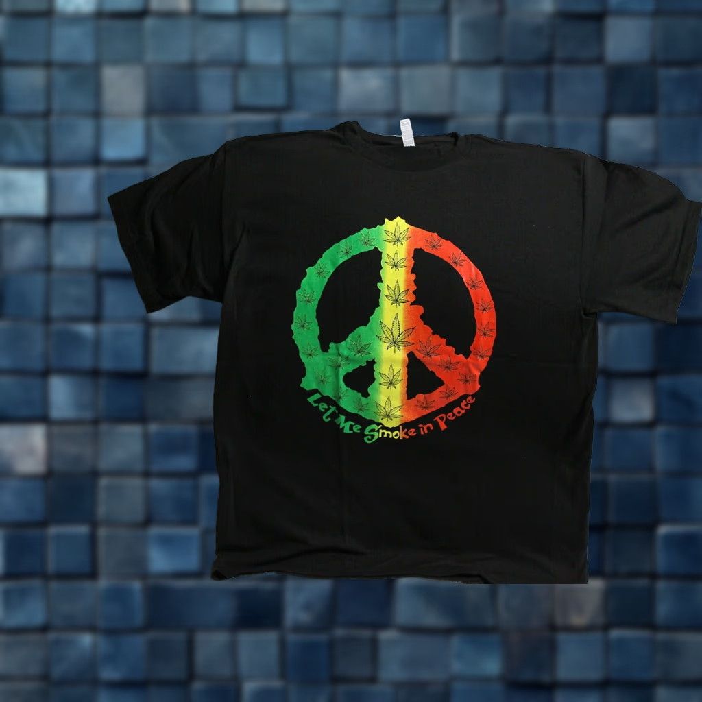 Vintage ALSTYLE APPAREL Marijuana Peace Sign Graphic Tee T-Shirt Men's Large Black Size US L / EU 52-54 / 3 - 1 Thumbnail