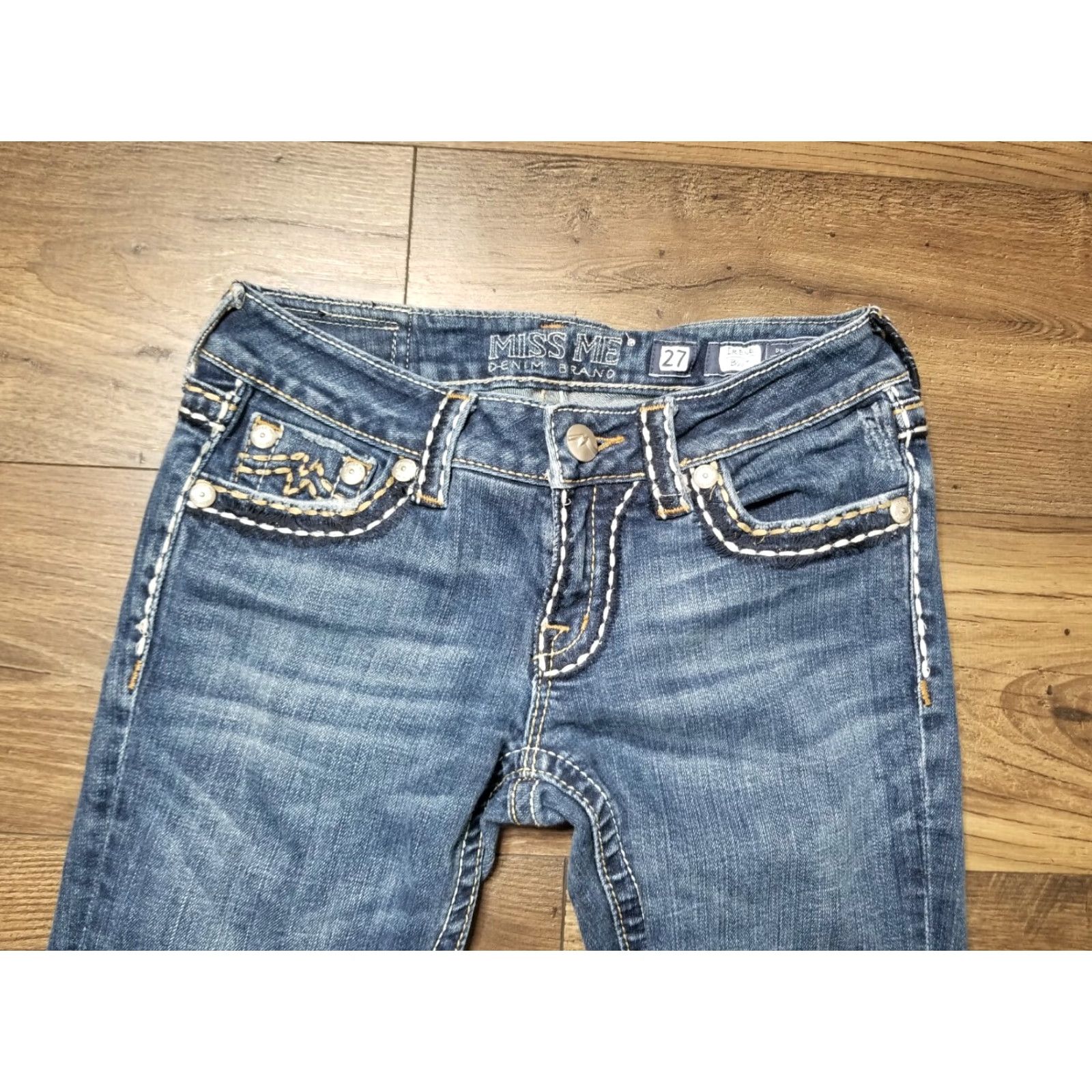 Miss Me VINTAGE Miss Me Denim Jeans Bootcut Women Size 27 Blue Heavy Stitch Designer Size 27" / US 4 / IT 40 - 2 Thumbnail