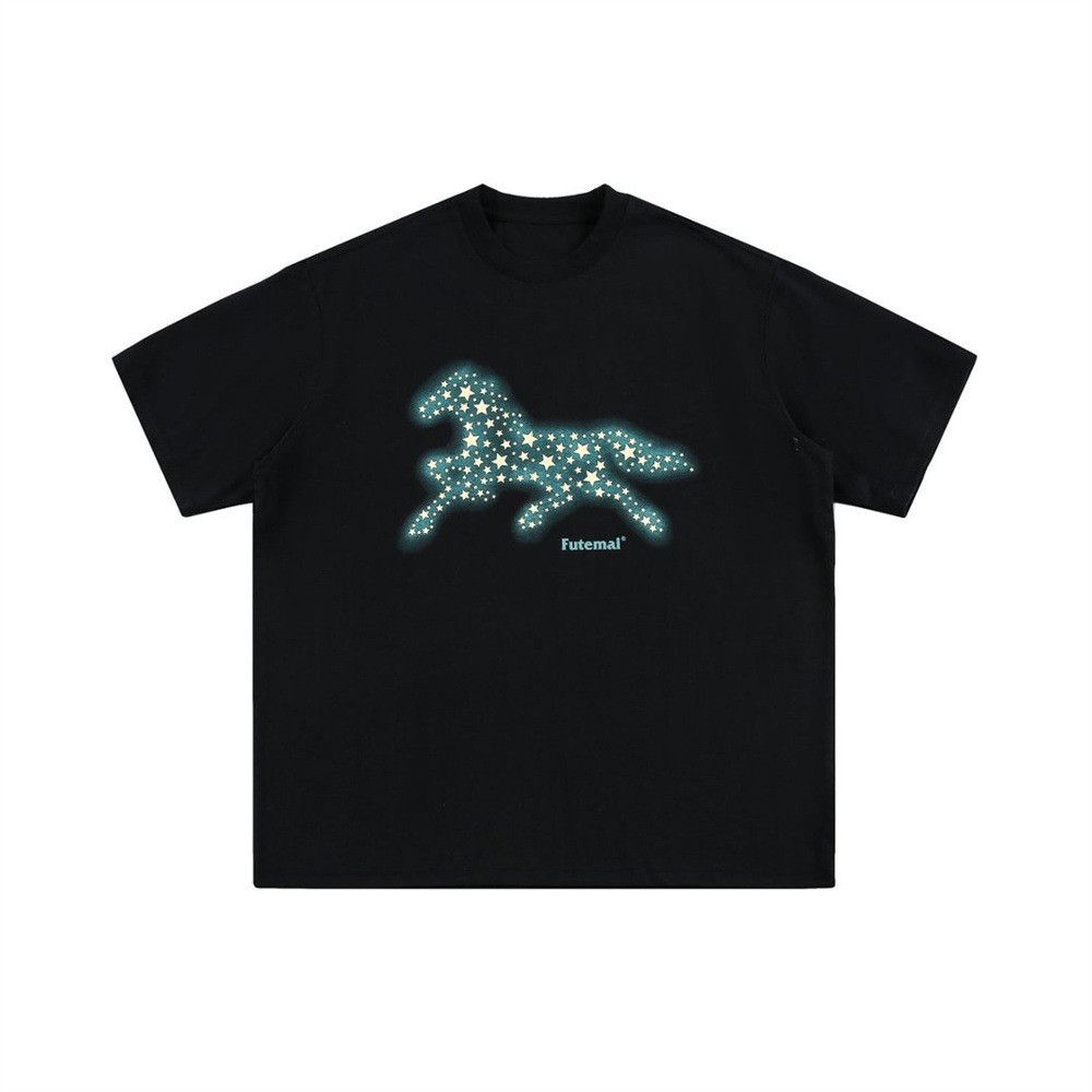 Japanese Brand Casual Loose-fitting Men's Hip Hop Horse Print T-shirt Size US M / EU 48-50 / 2 - 1 Thumbnail