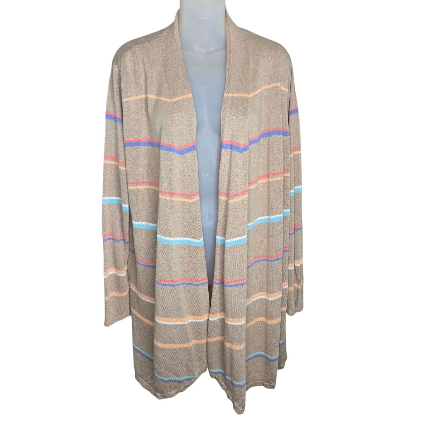 Other J Jill Womens Striped Cardigan Large Linen Blend Open Front Size L / US 10 / IT 46 - 1 Thumbnail