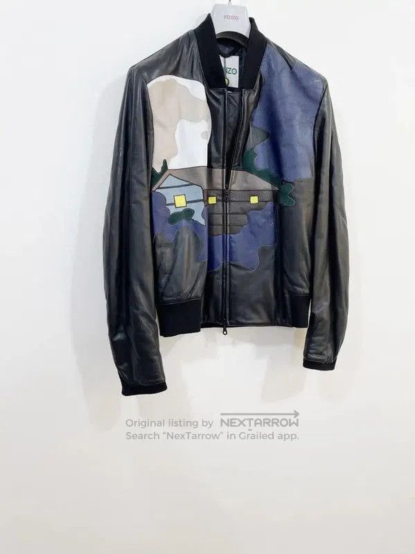 Kenzo Kenzo Men's Long Sleeve Navy Leather Jacket . Size US M / EU 48-50 / 2 - 2 Thumbnail
