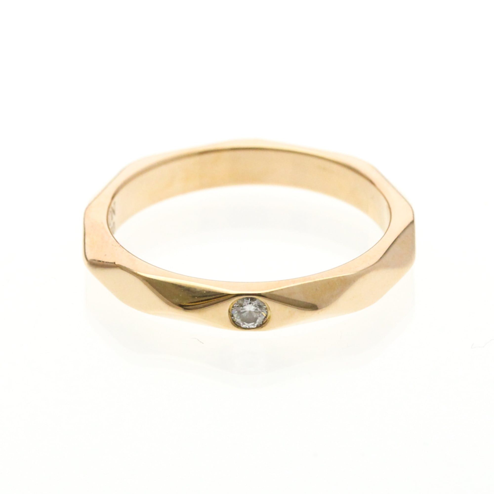 Other Boucheron Faceted Ring With 1 Diamond Pink Gold (18K) Fashion Diamond Band Ring Pink Gold Size ONE SIZE - 1 Thumbnail