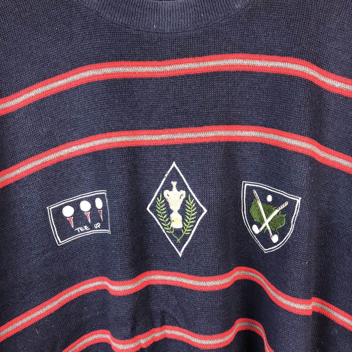 Homespun Knitwear × Japanese Brand US Pengolf Dark Blue Stripe Knitwear #A2061 Size US L / EU 52-54 / 3 - 9 Thumbnail