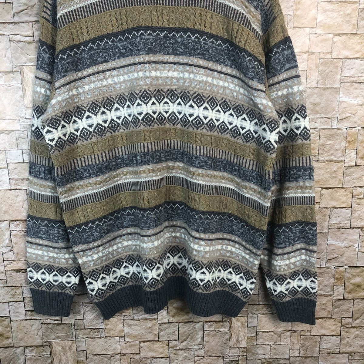 Vintage Jeans West Brown stripe design Knitwear #A31 Size M / US 6-8 / IT 42-44 - 3 Thumbnail