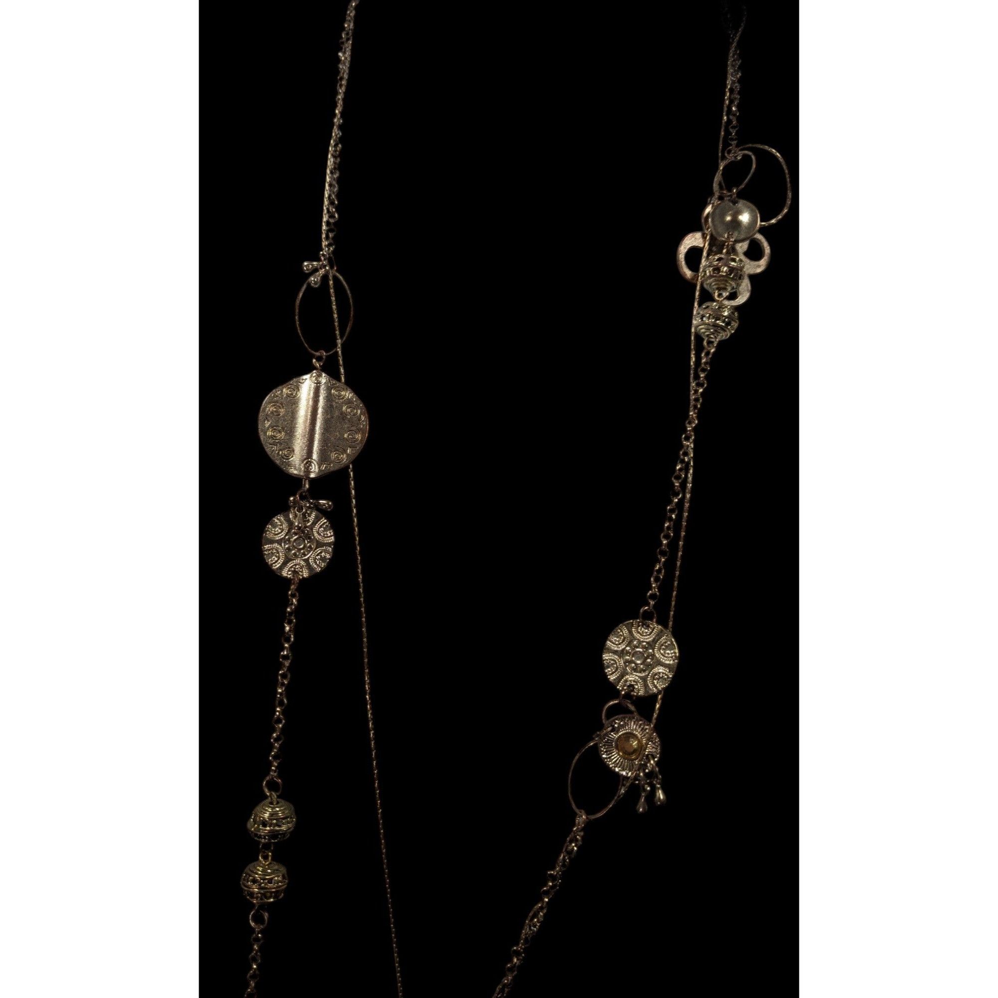 Chicos Chico's Abstract Floral Gold Tone Chain Charm Necklace Size ONE SIZE - 4 Thumbnail