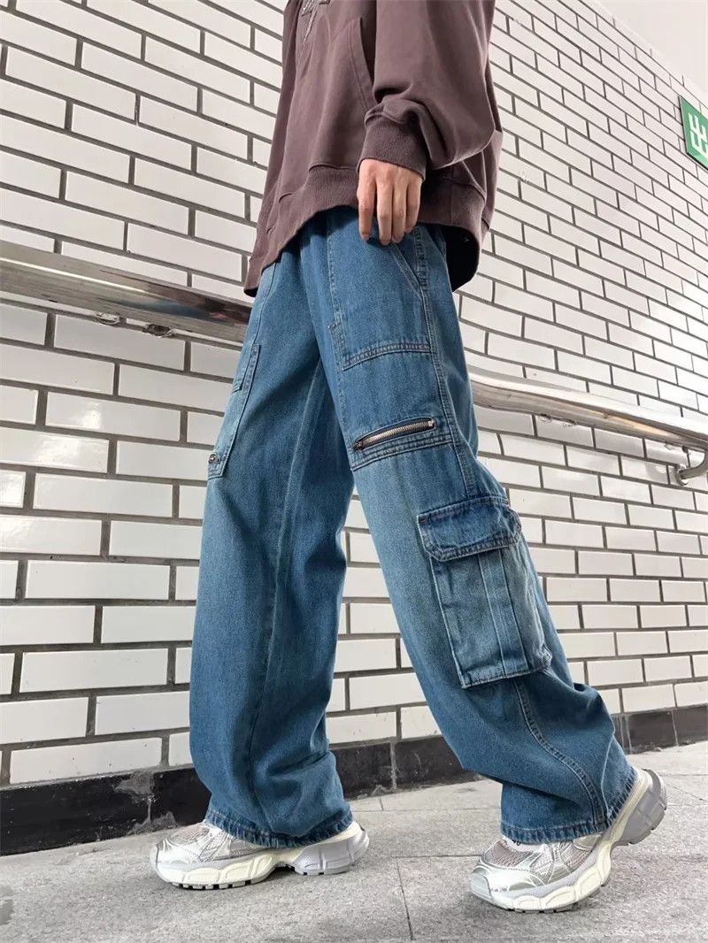 Jean × Vintage Y2k baggy multi-pocket cargo jeans Size US 33 - 2 Thumbnail