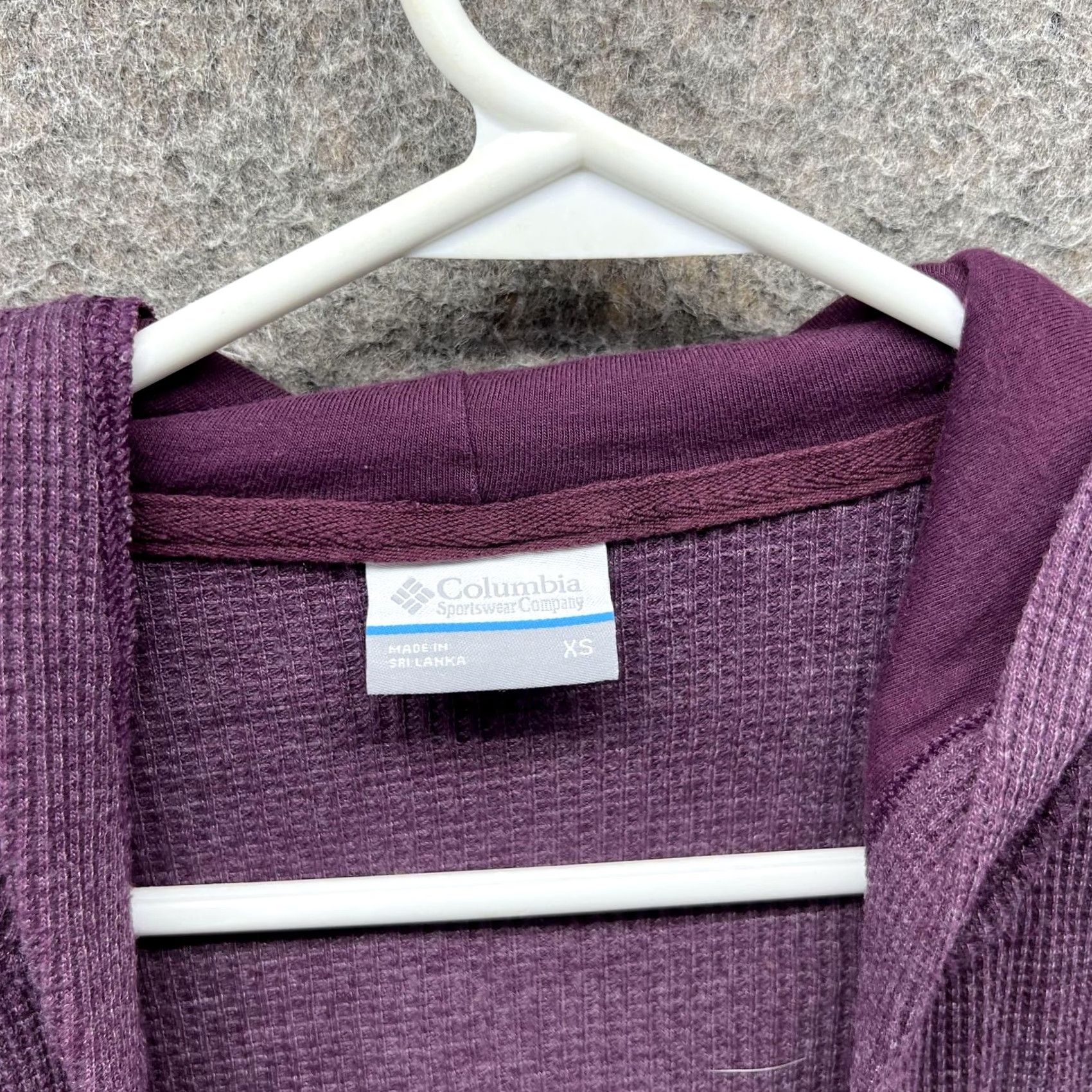 Vintage VINTAGE Columbia Sweater Womens XS Purple Waffle Knit Hooded Open Front Lightweight Size XS / US 0-2 / IT 36-38 - 4 Thumbnail