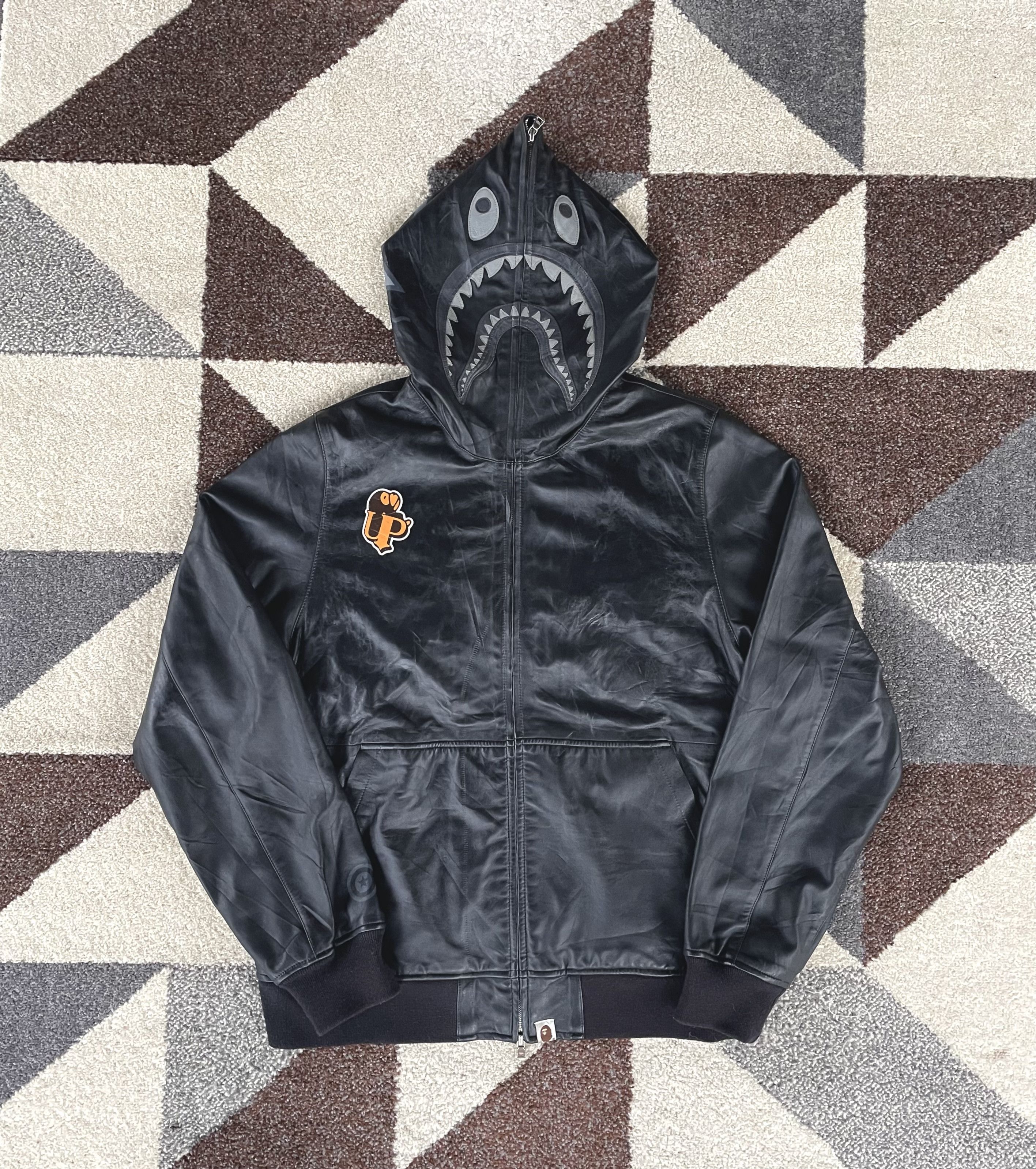 Bape 2008 Bape Shark Leather Hoodie Size US XL / EU 56 / 4 - 1 Thumbnail