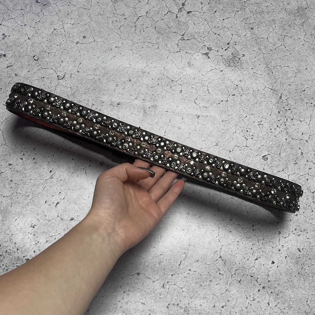 Designer × Vintage B.B. Simon Style Leather Belt With Crystals Avant Garde Size ONE SIZE - 6 Thumbnail