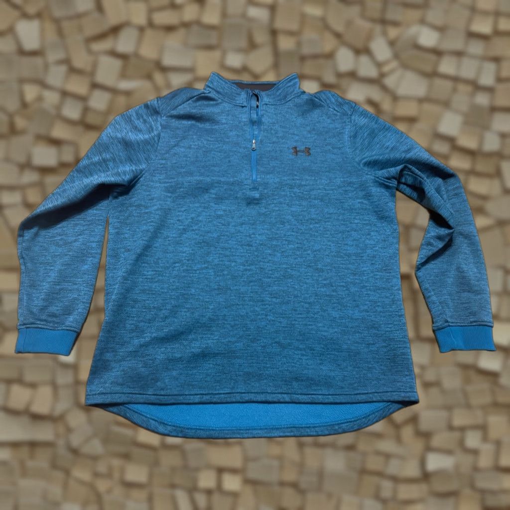 Under Armour Under Armour Sweater Men's L Blue Black 1/4 Zip Loose Coldgear Regular Long Sleeve Mock Neck Pullover Size US L / EU 52-54 / 3 - 1 Thumbnail
