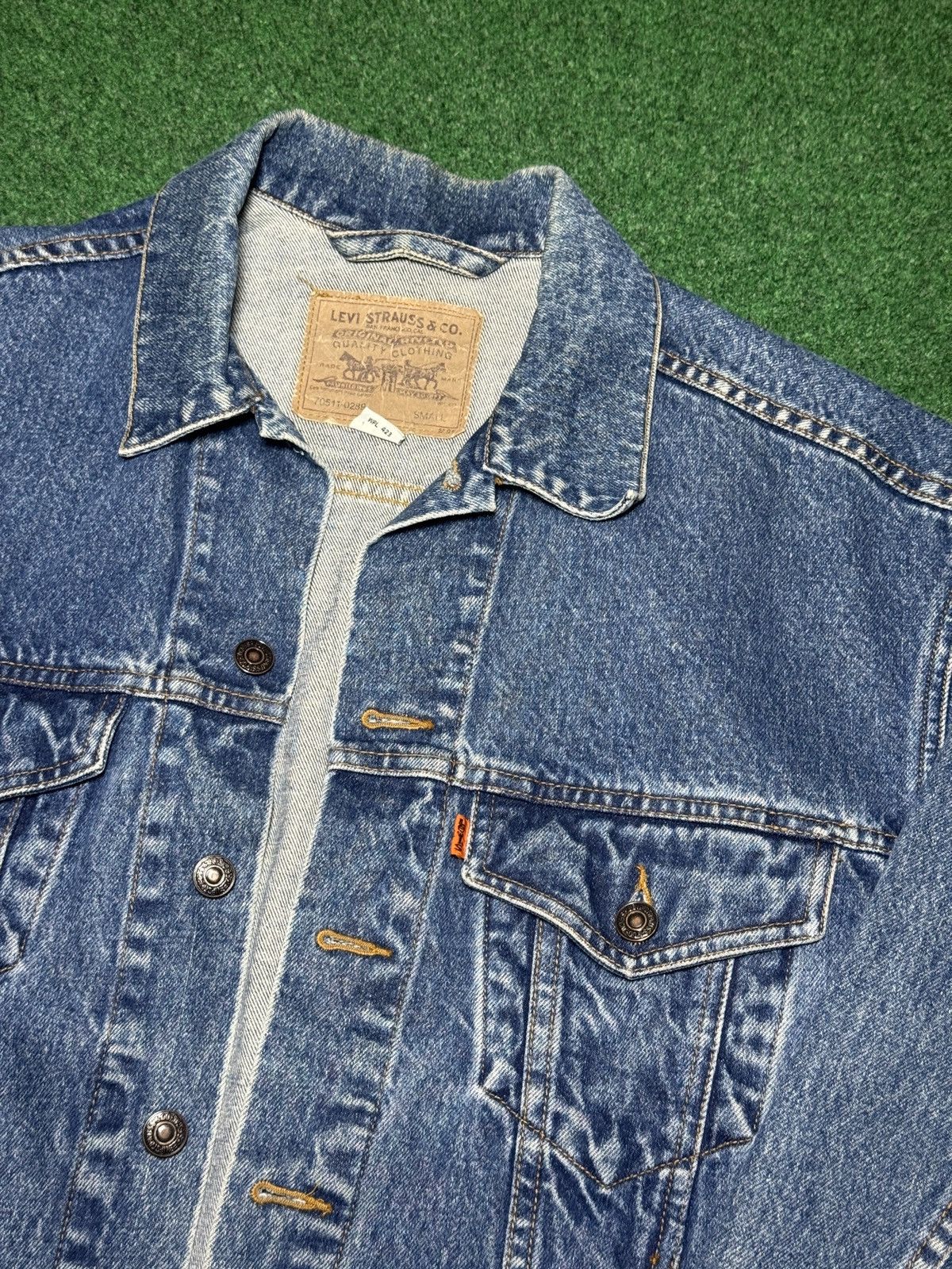 Levi's Vintage Clothing Vintage 90s Levi’s Denim Trucker Orange Tab 22x25 Jacket Size US S / EU 44-46 / 1 - 2 Thumbnail