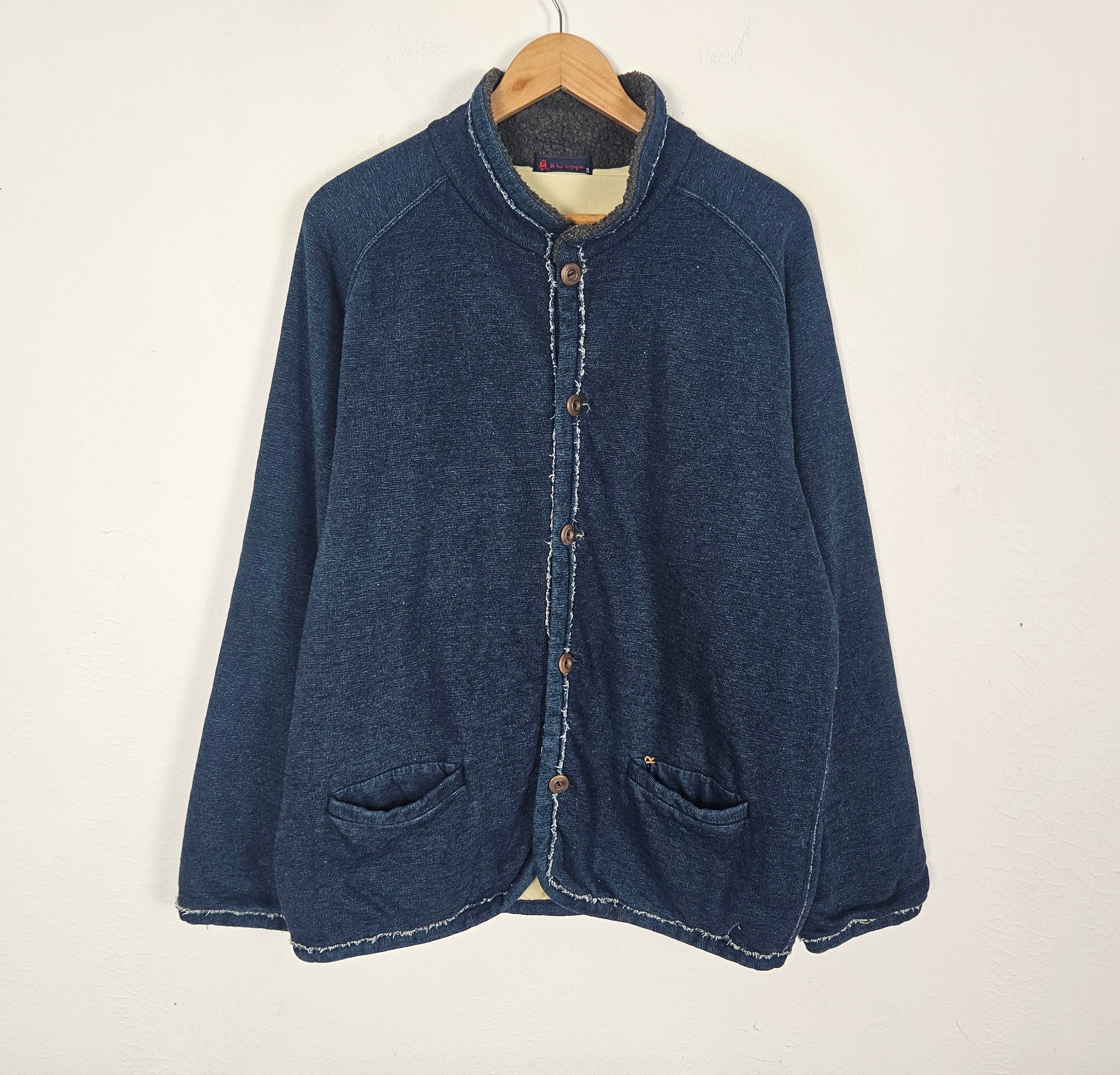 45rpm Vintage R By 45rpm Indigo Button Up Coat Jacket Sweater Size US L / EU 52-54 / 3 - 3 Thumbnail