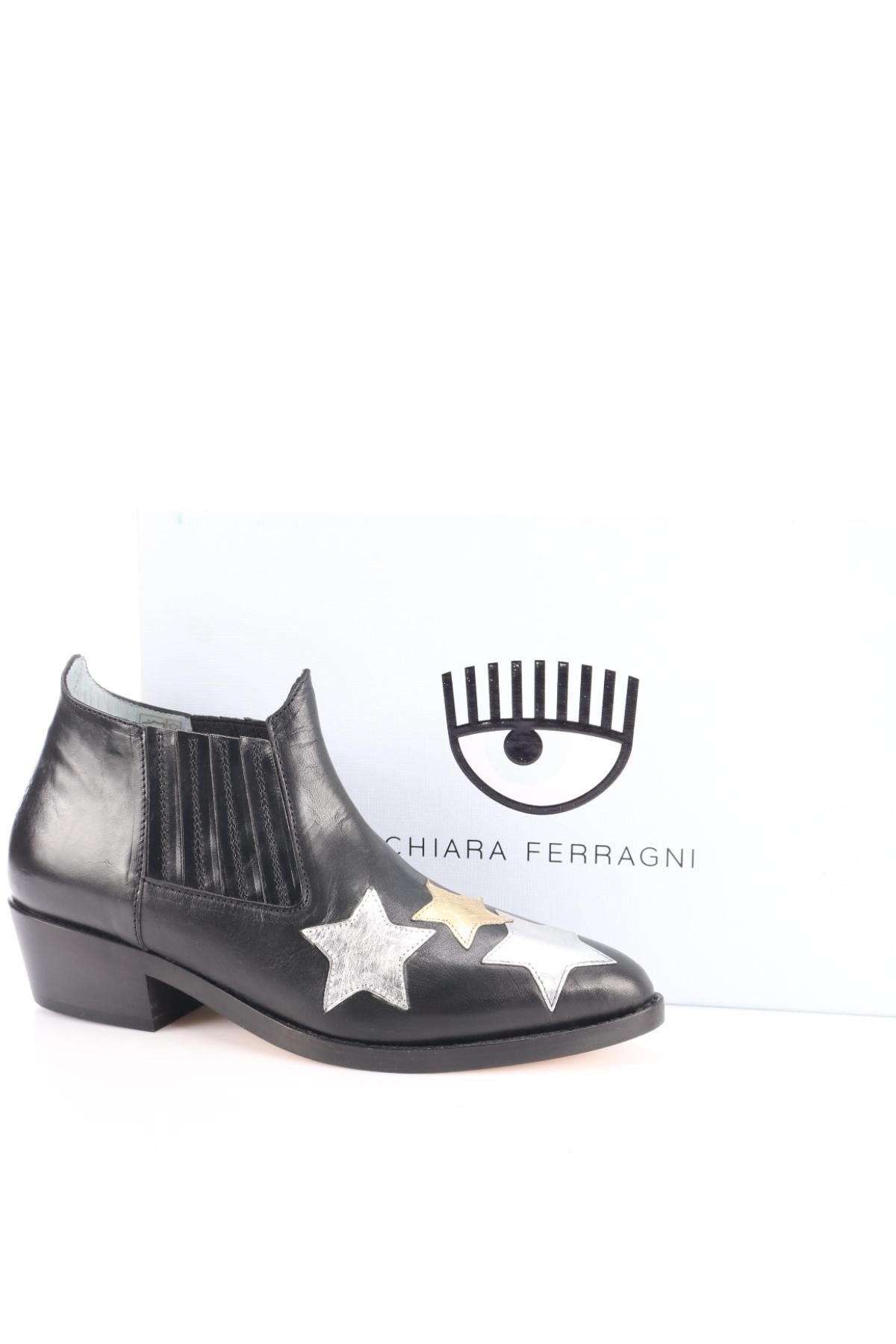 Chiara Ferragni Leather Ankle Boots Star Patches Size US 7 / IT 37 - 4 Thumbnail