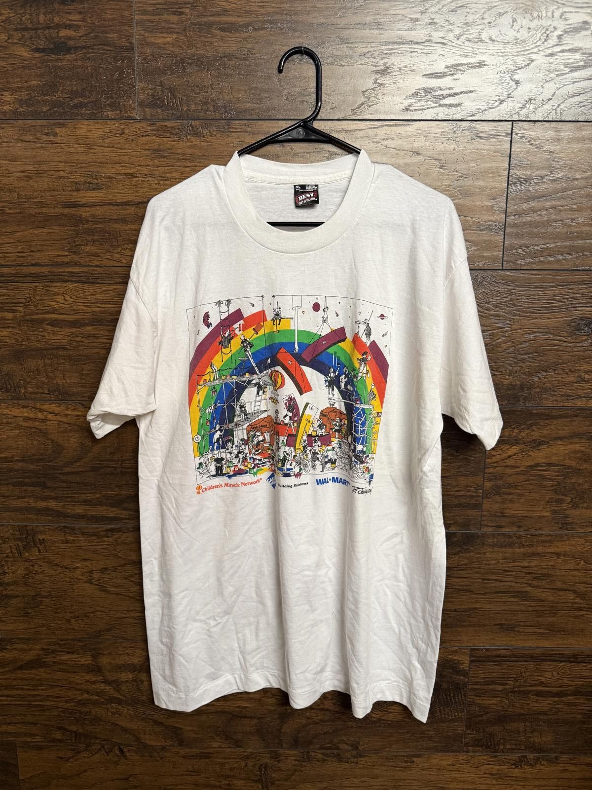 Fruit Of The Loom VTG Building Rainbows Art T-shirt Bruce Johnson Tee XL Size US XL / EU 56 / 4 - 1 Thumbnail