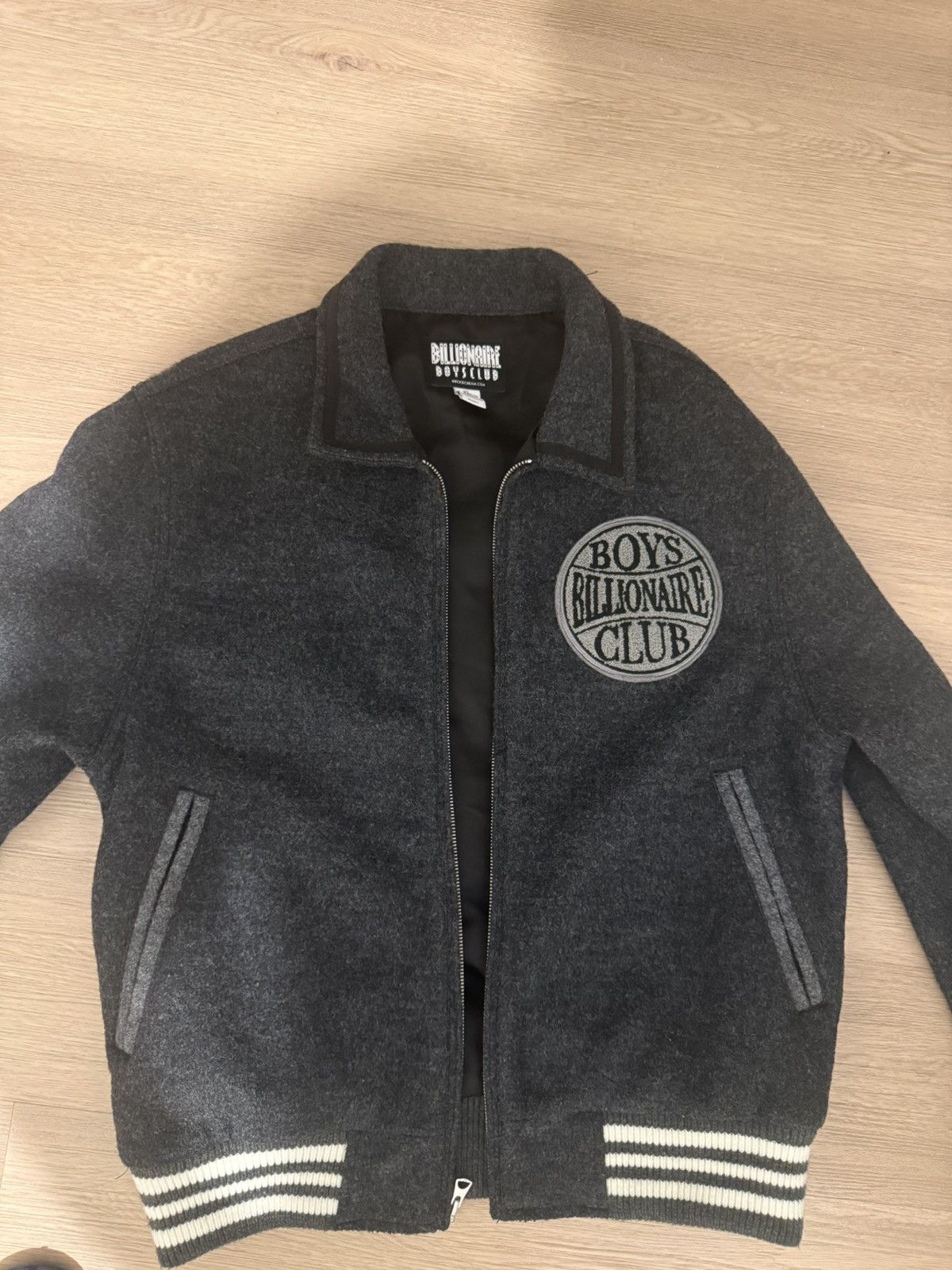 Billionaire Boys Club Billionaire Boys Club Wool Varsity Jacket – Charcoal Grey Size US XL / EU 56 / 4 - 3 Thumbnail
