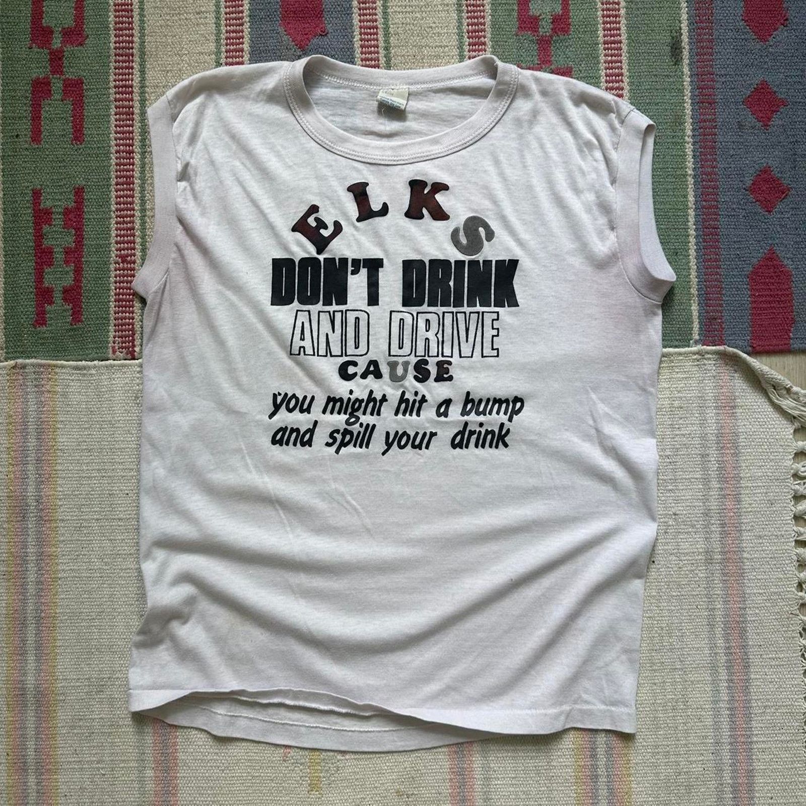 Vintage Rare Vintage 70s Drink Drive Beer Bar Cut Off Graphic Tee Size US M / EU 48-50 / 2 - 1 Thumbnail