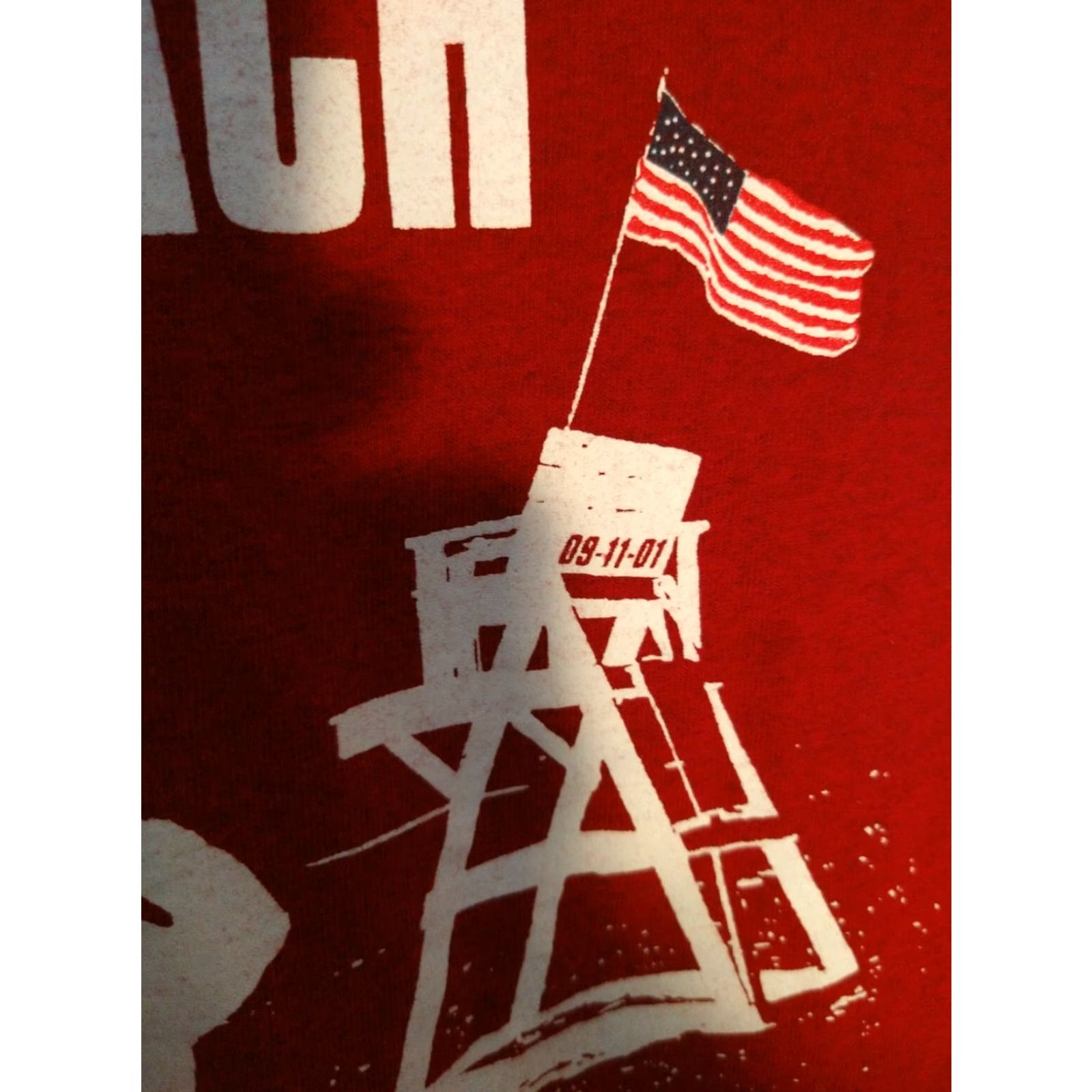 Gildan VINTAGE Lifeguard Shirt Long Beach Waterfront Warriors Shirt Red Large Gildan 9/11 911 Graphic Mens Size US L / EU 52-54 / 3 - 4 Thumbnail