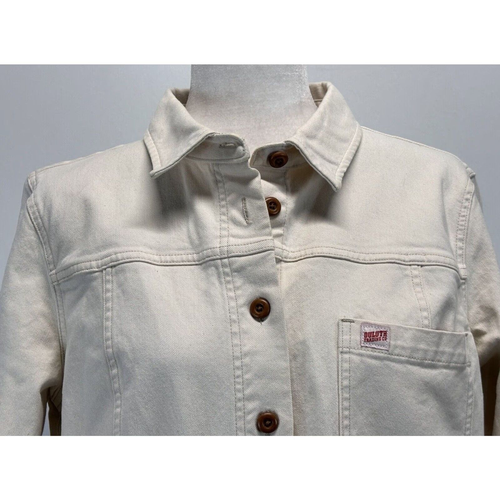 Duluth Trading Company Duluth Trading Co Shirt Dress Ivory Denim Long Sleeve Large Pockets Casual Womens Size 36" / US 14 / IT 50 - 5 Thumbnail