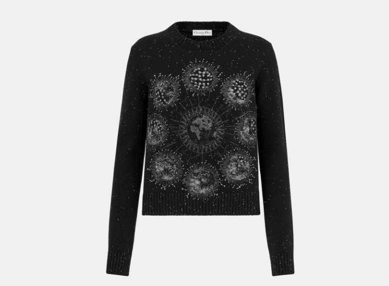 Dior o1w1db10725 424S57 Embroidered Sweater in Black Size S / US 4 / IT 40 - 1 Thumbnail