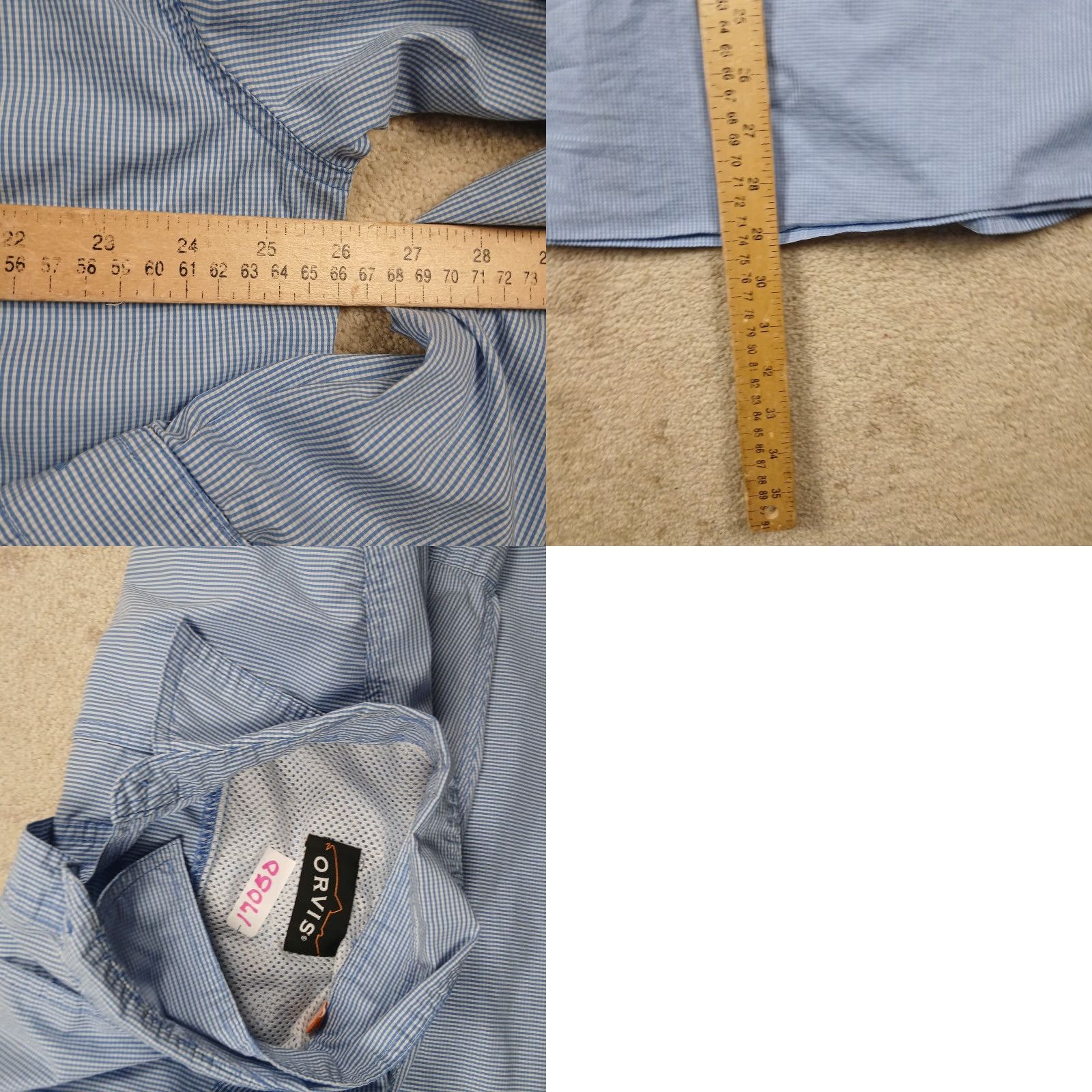 Orvis Orvis Button-Up Shirt Mens XL Extra Large Blue Check Long Sleeve Roll Tab Fishing Pocket Size US XL / EU 56 / 4 - 8 Thumbnail