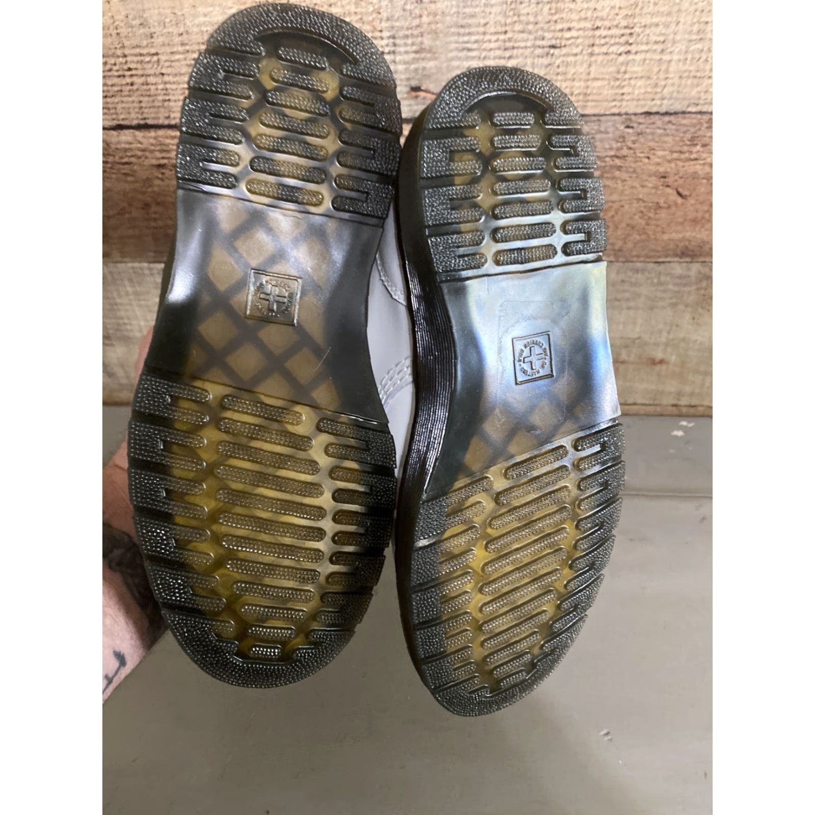 Dr. Martens Dr. Martens Zavala White/Black Combat Boots Women’s Size 5 - Leather, Ankle, Lace Up, Mid Heel, Rubber Outsole, Cushioned, Eyelet Logo - Men/Women? Size US 5 / IT 35 - 7 Thumbnail