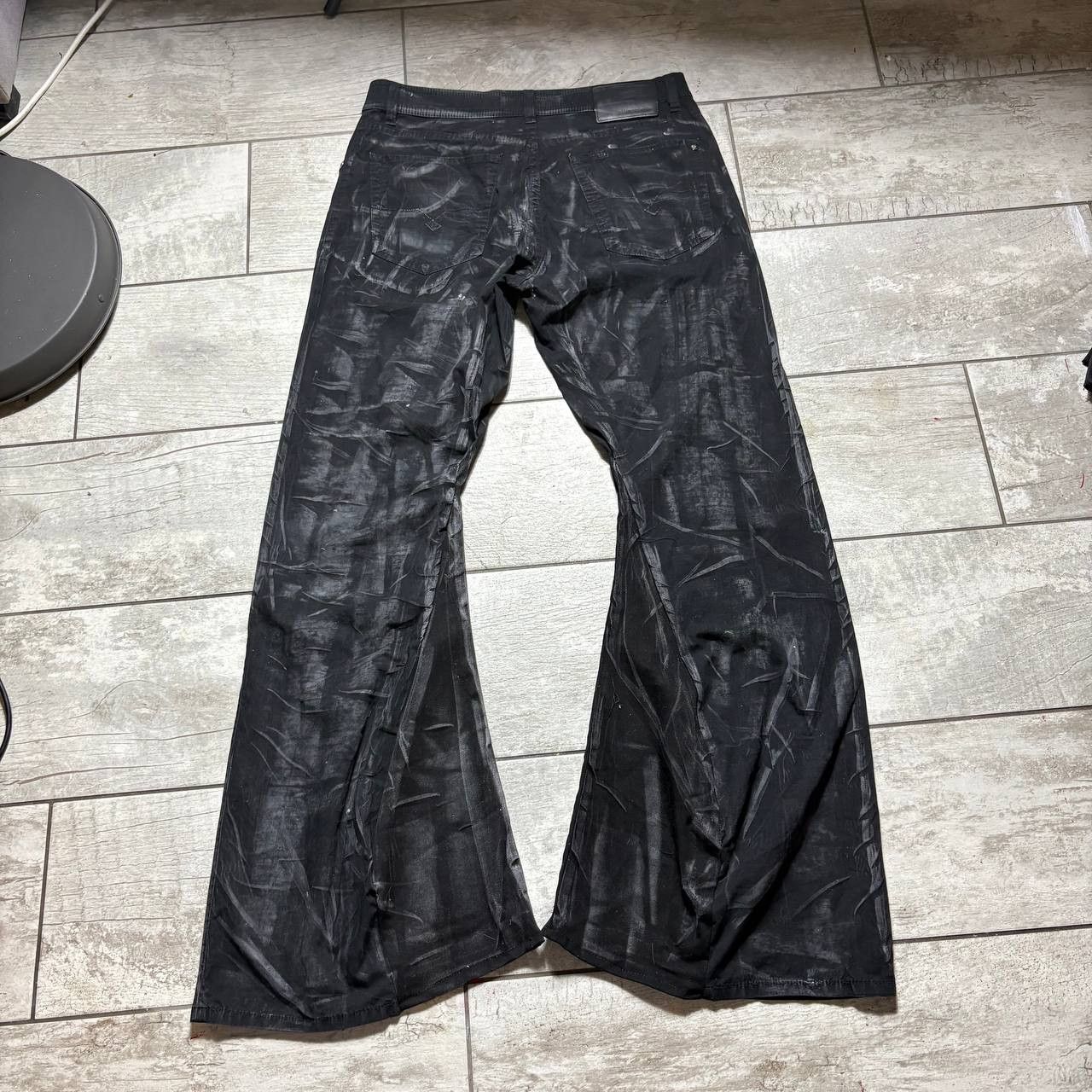 Japanese Brand Custom Black Baggy Distressed Jeans Painted Wide Leg Size US 31 - 2 Thumbnail