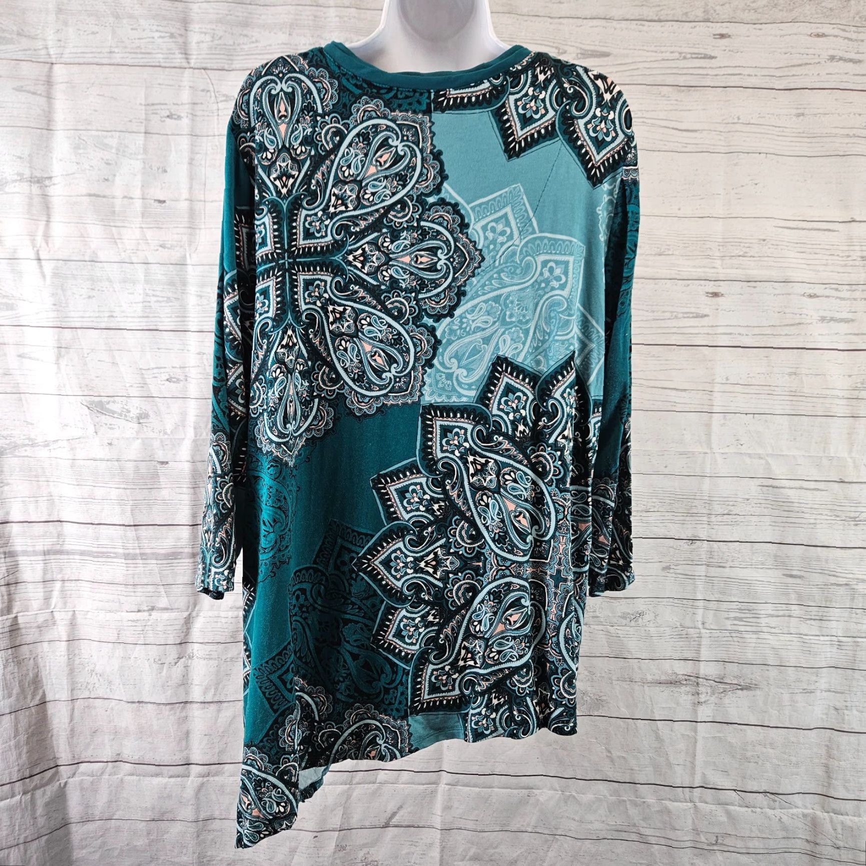 Vintage Chico's Womens Top XL Teal Pink 3/4 Sleeve V-Neck Blouse Shirt Ladies Womens Size XL / US 12-14 / IT 48-50 - 4 Thumbnail