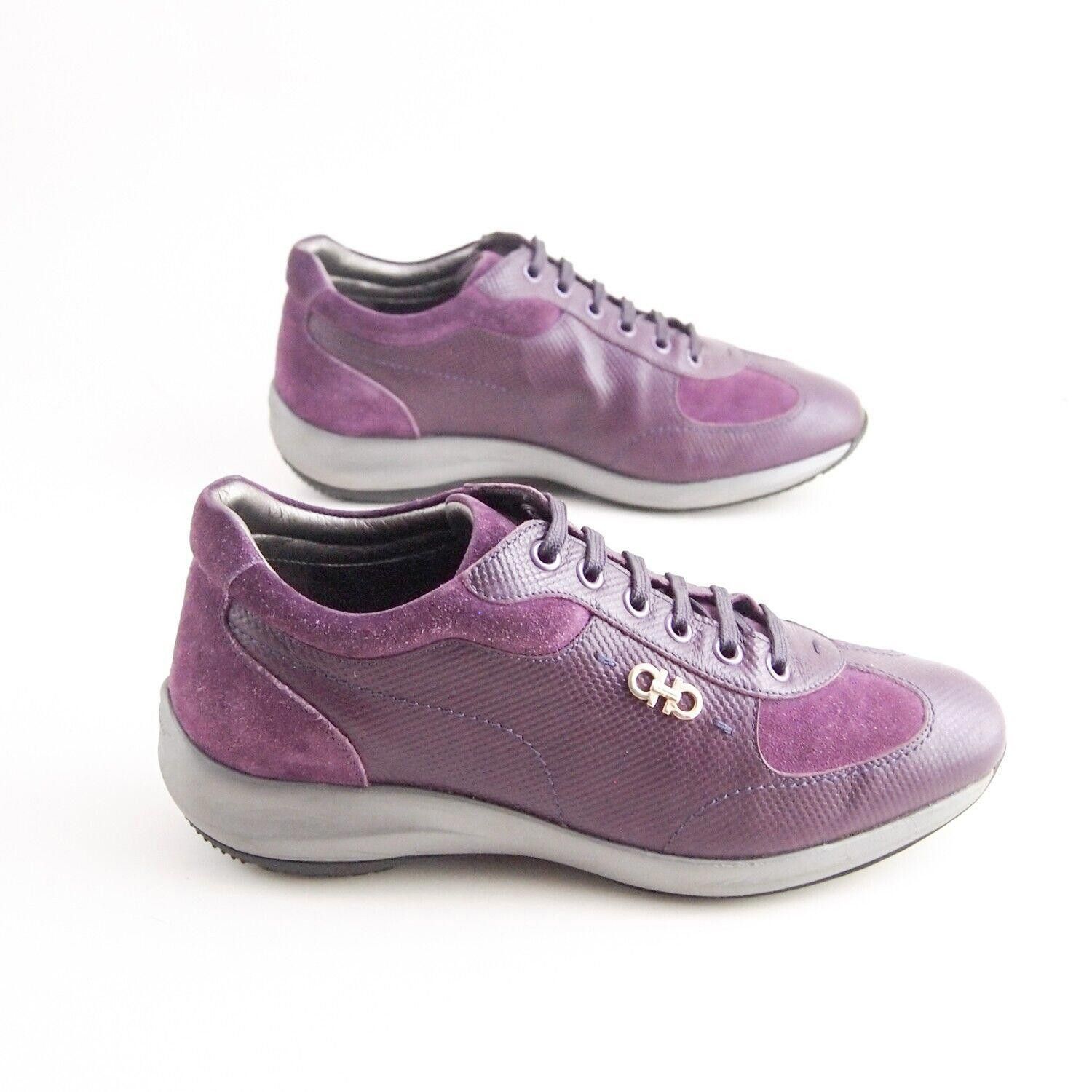 Salvatore Ferragamo Ferragamo Gancio Sneakers Purple Suede Leather EU 37 US 7 B Size US 7 / IT 37 - 4 Thumbnail