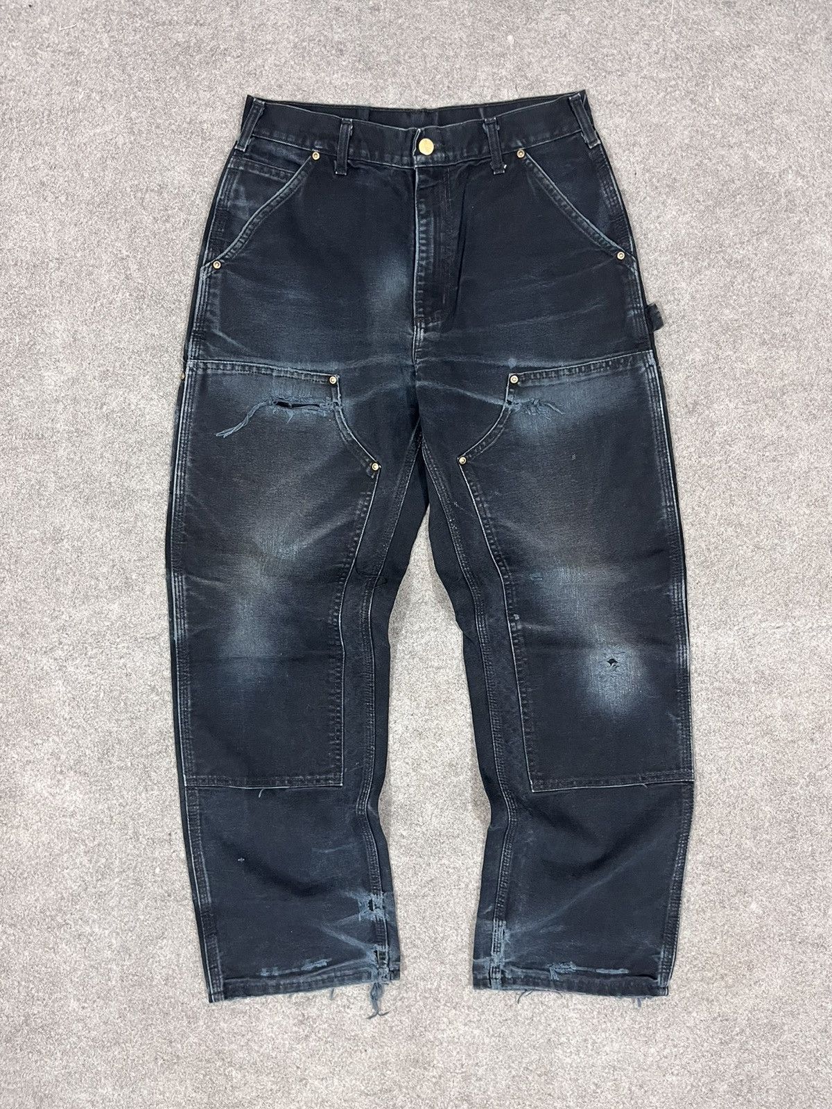 Carhartt × Vintage CARHATT B01 BLK DOUBLEKNEES Size US 31 - 1 Thumbnail