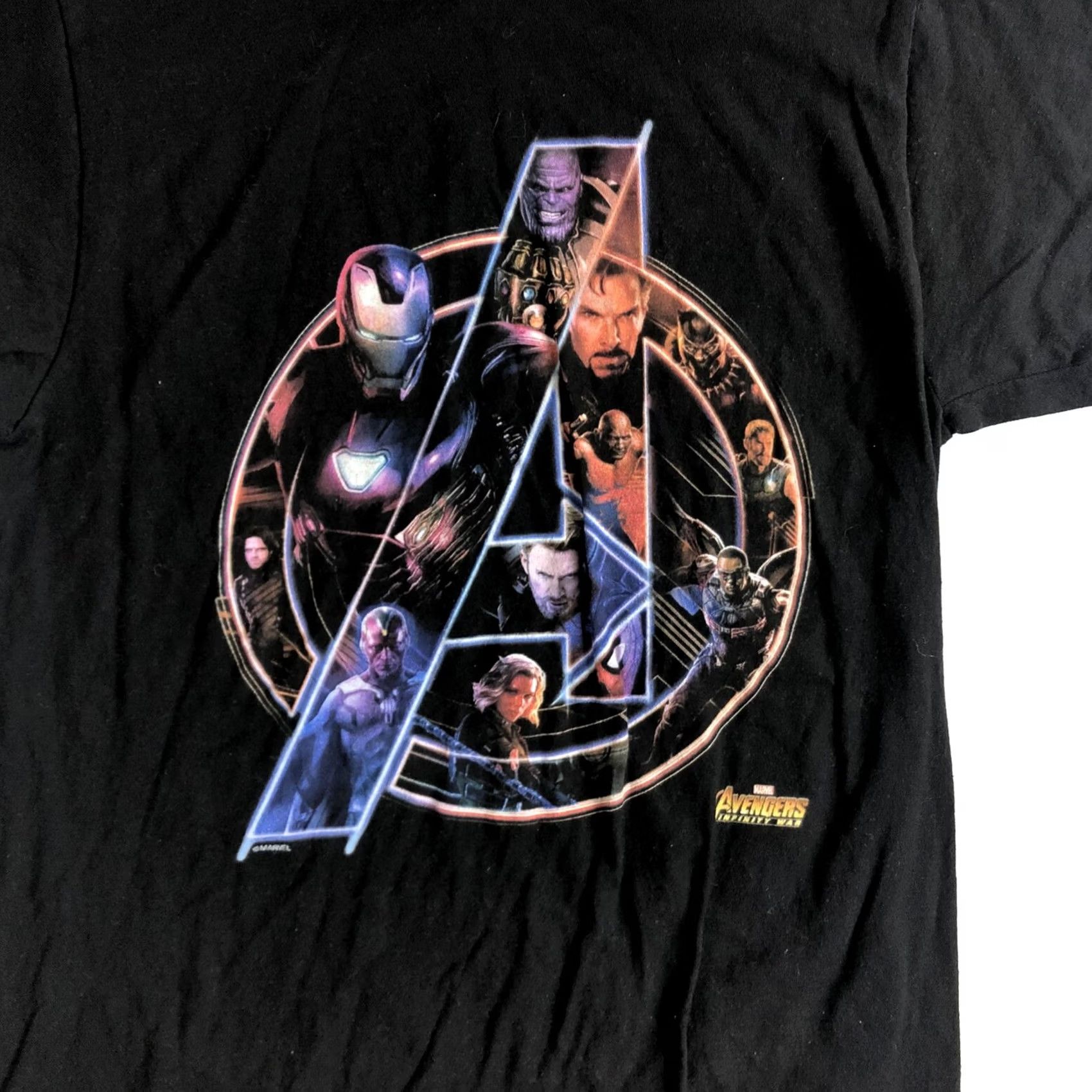 Vintage Marvel Avengers Super Hero Men's Graphic T-Shirt Tee Size Medium Black Crew Neck Short Sleeve 100% Cotton Marvel Graphic Print T-Shirt Mens Size US M / EU 48-50 / 2 - 3 Thumbnail
