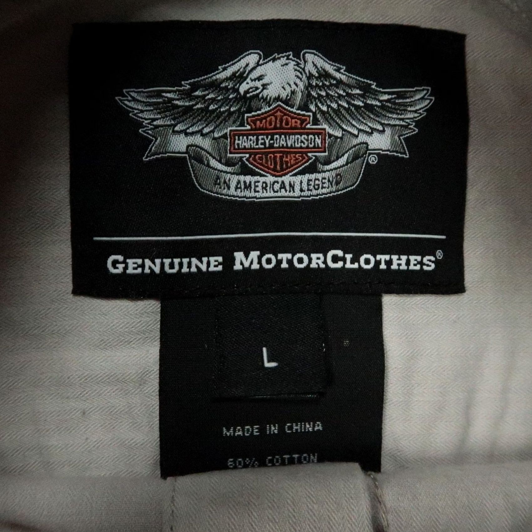 Harley Davidson Harley-Davidson Shirt Mens Large Stone Beige Short Sleeve Snap Bar Shield Embroidered Button-Up Clothing Casual Travel Workwear Regular Fit Pocketed Size US L / EU 52-54 / 3 - 5 Thumbnail