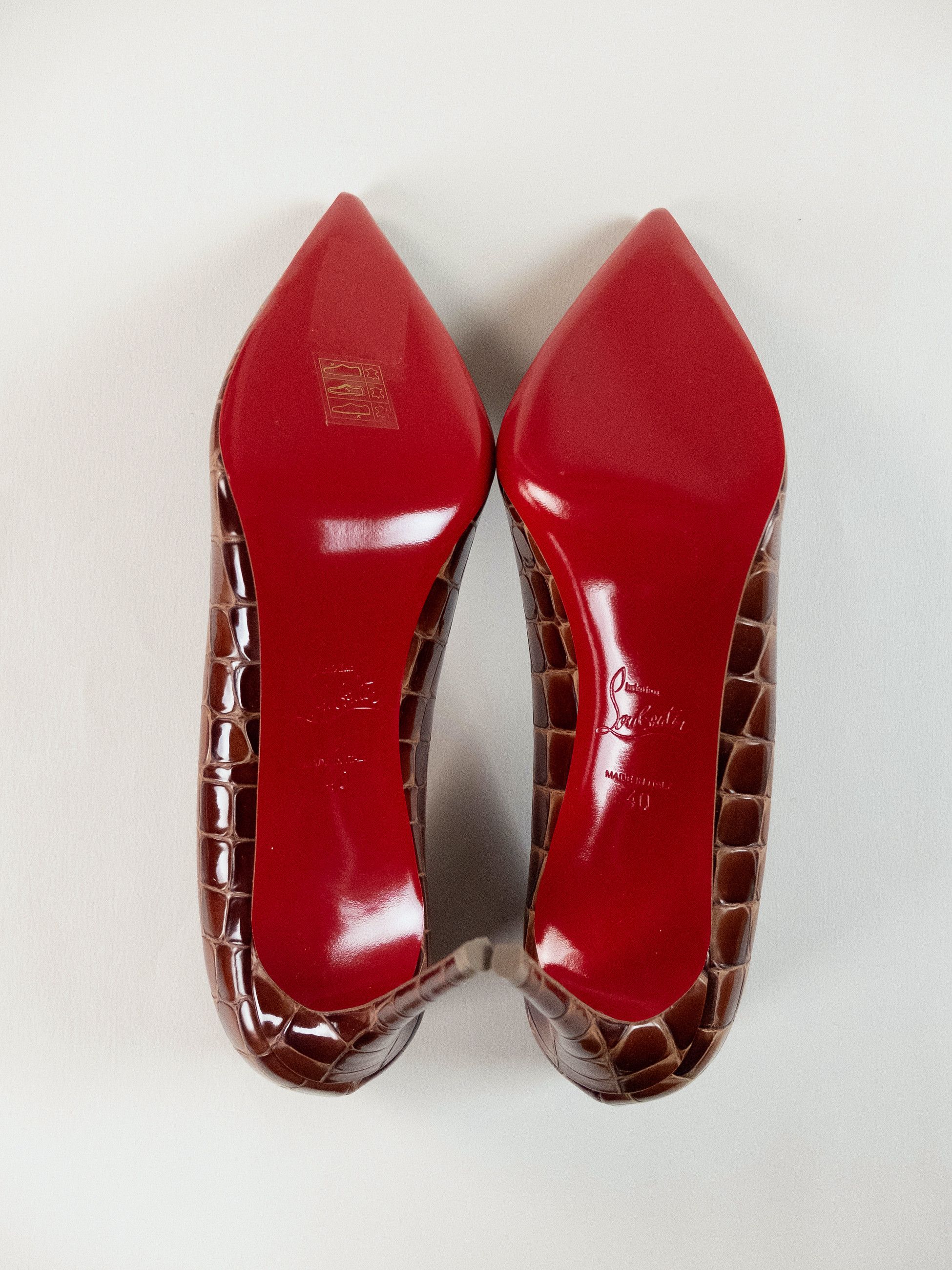 Christian Louboutin CHRISTIAN LOUBOUTIN Kate brown alligator embossed pumps 10 Size US 10 / IT 40 - 9 Thumbnail