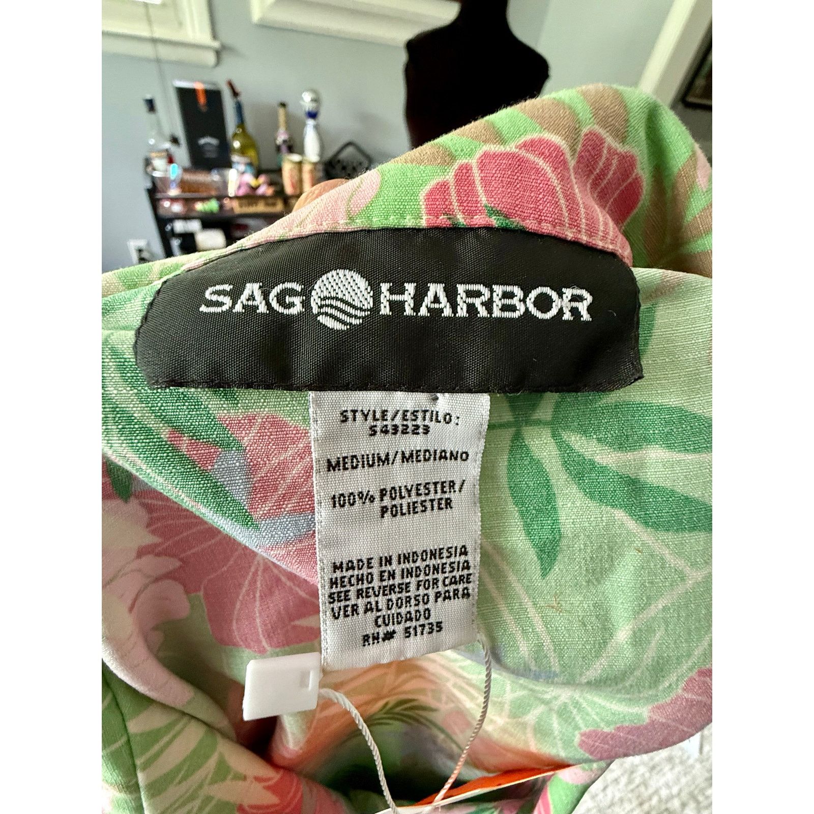 Vintage Vintage 90’s Sag Harbor Green Pink Hawaiian Blouse Medium Size M / US 6-8 / IT 42-44 - 7 Thumbnail