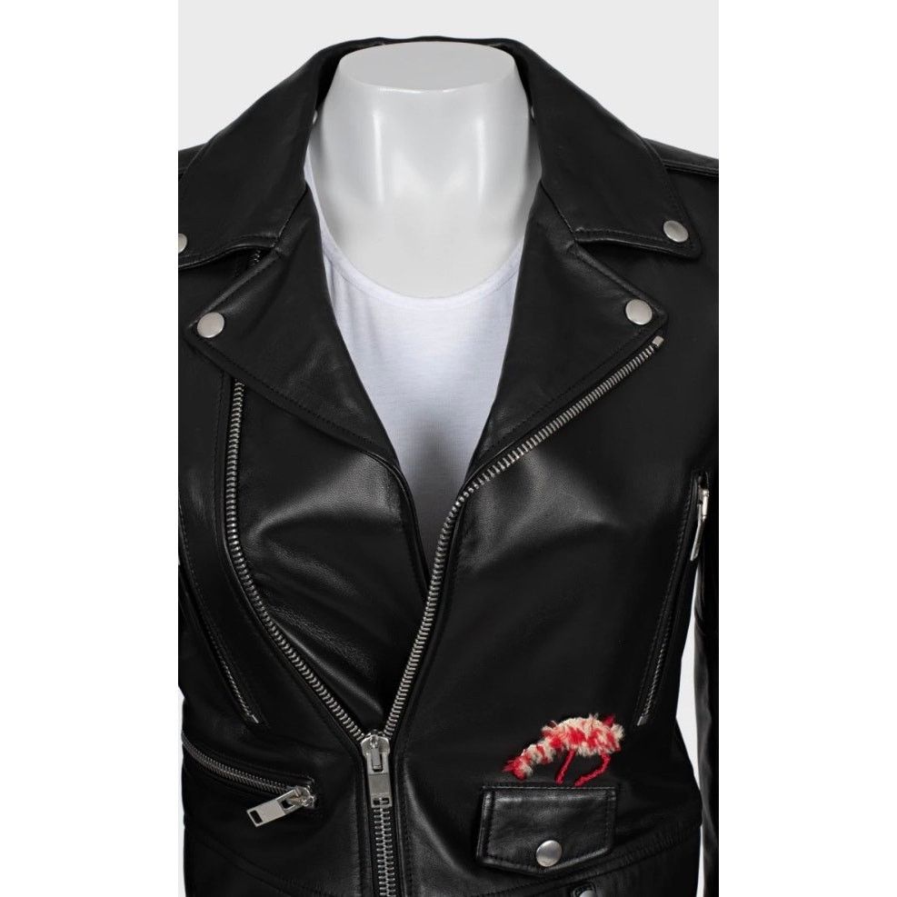 Saint Laurent Paris Saint Laurent Cropped Embroidered Leather Jacket Sz.38 M Size S / US 4 / IT 40 - 4 Thumbnail