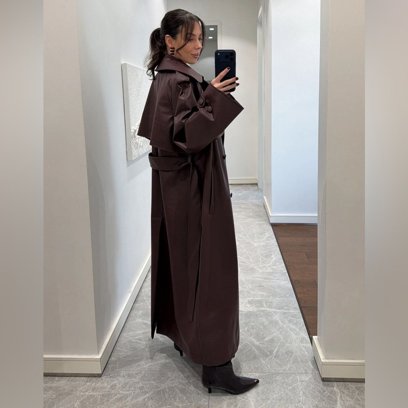 Other Elegant Burgundy Women's Trench Coat Size ONE SIZE - 1 Thumbnail