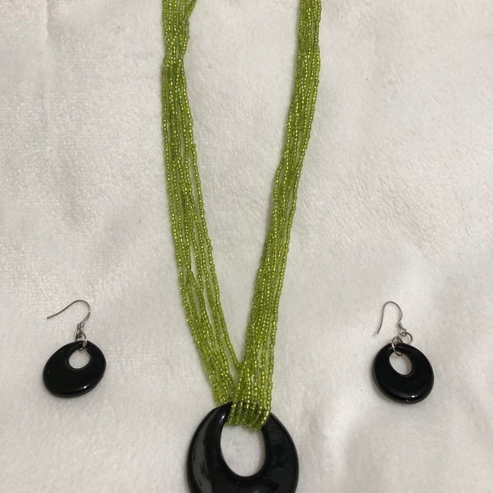 Other Glass Pendant Necklace with Earrings Set Size ONE SIZE - 7 Thumbnail