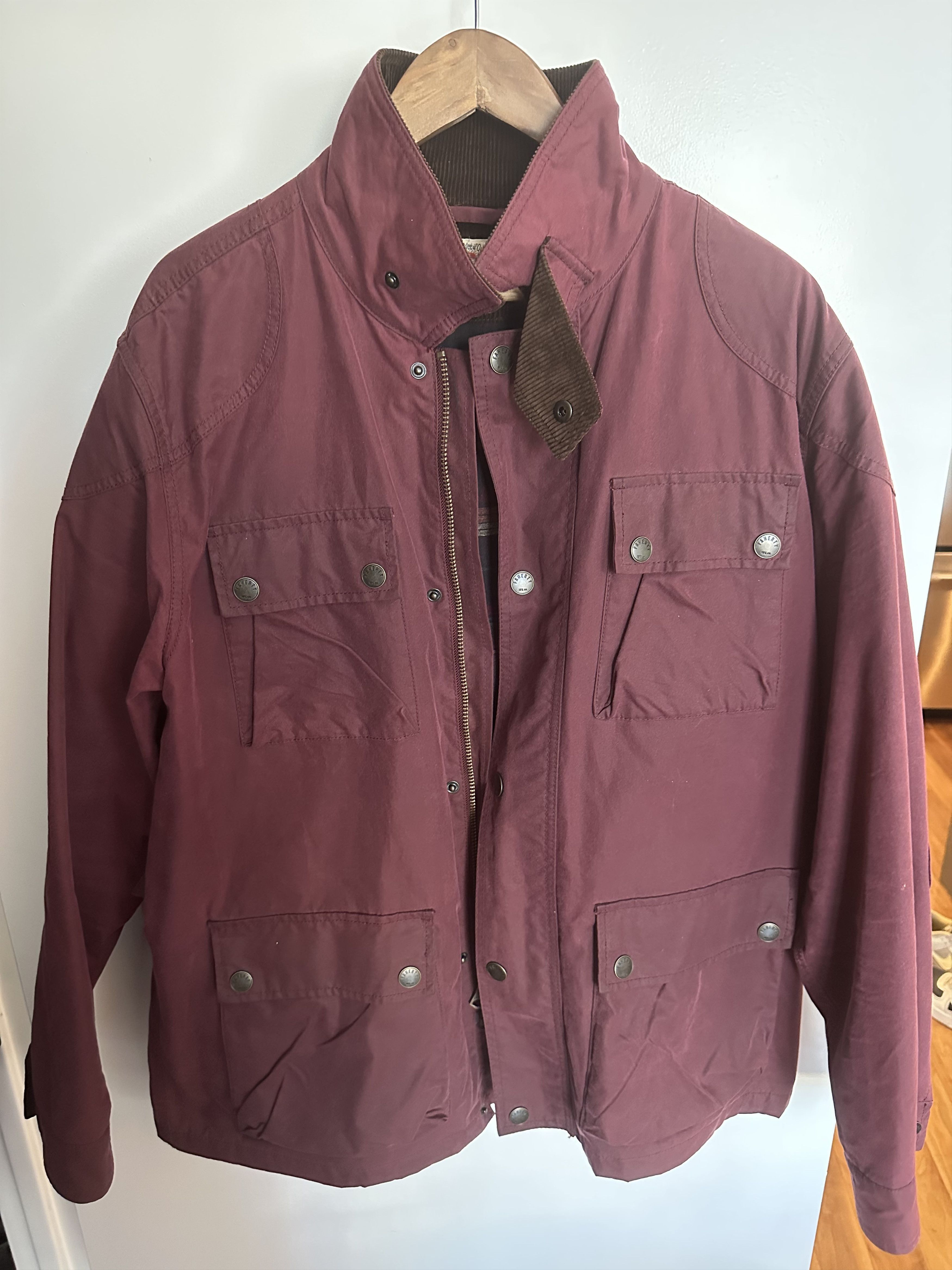 Faherty Faherty Blanket Lined Waxed 4 Pocket Jacket Oxblood Maroon Size US XL / EU 56 / 4 - 1 Thumbnail