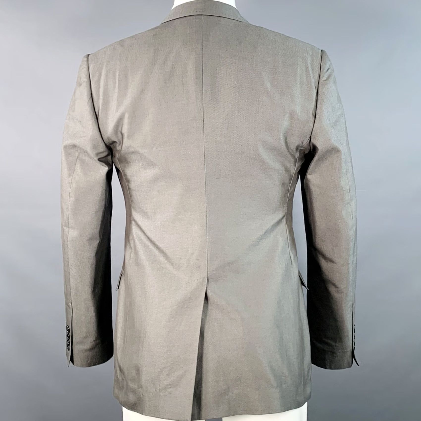 Dolce & Gabbana DOLCE & GABBANA Size 38 Grey Cotton Silk Peak Lapel Single Button Sport Coat Mens Regular Italy Size US XXS / EU 40 - 5 Thumbnail