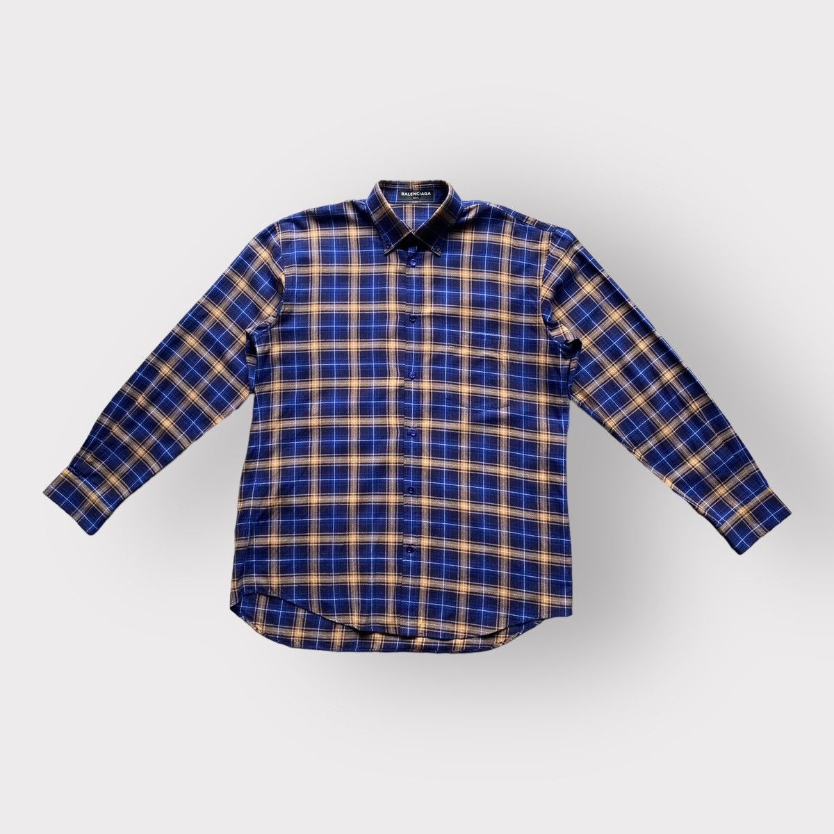 Balenciaga Balenciaga Logo Blue Plaid Oversize Shirt Size US M / EU 48-50 / 2 - 3 Thumbnail
