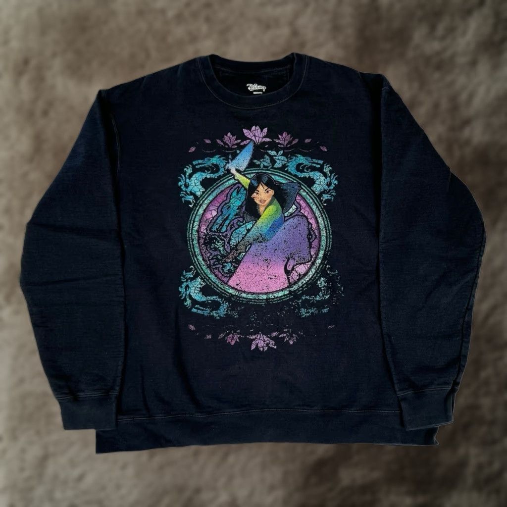 Disney VINTAGE Disney Mulan Sweatshirt Crewneck XL Black Unisex Adults Graphic Print - Size US XL / EU 56 / 4 - 1 Thumbnail