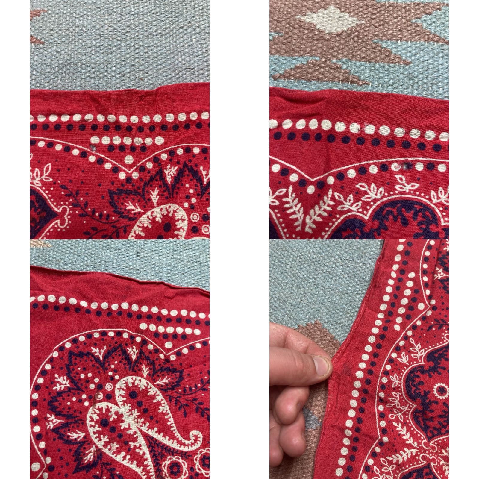 Vintage VINTAGE Elephant Bandana Trunk Down Red Handkerchief Dots Selvedge Cowboy Worn Size ONE SIZE - 8 Thumbnail