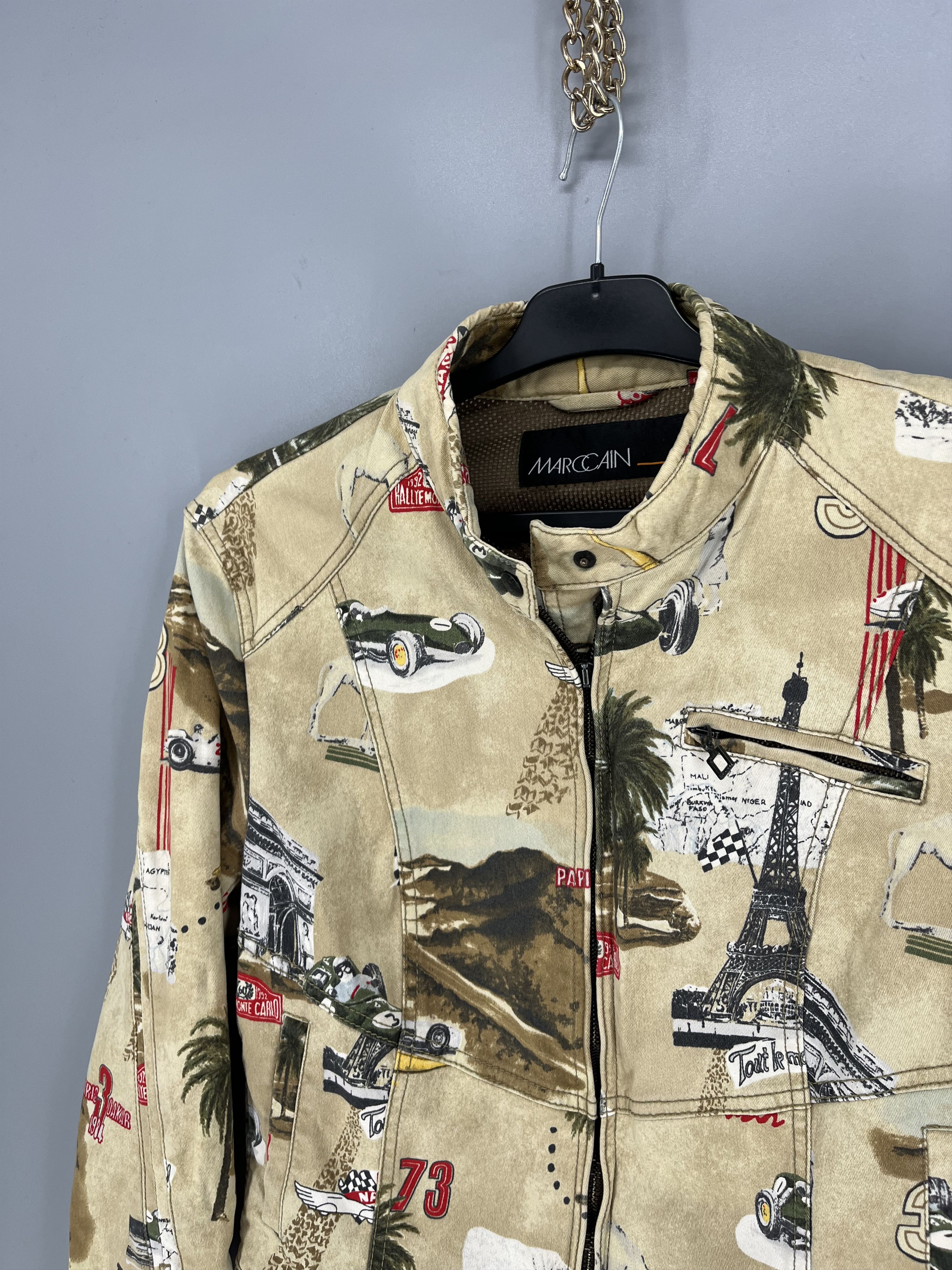 Vintage MARC CAIN Biker Moto Jacket Racing Print Stretch Cotton Size M / US 6-8 / IT 42-44 - 9 Thumbnail