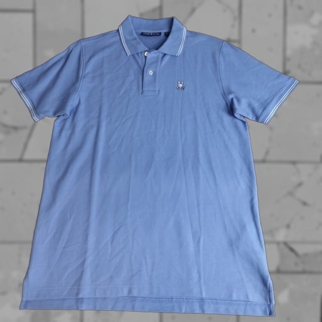 Psycho Bunny Polo Shirt L Blue Embroidered Pique Pima Cotton Shirt Polo Mens