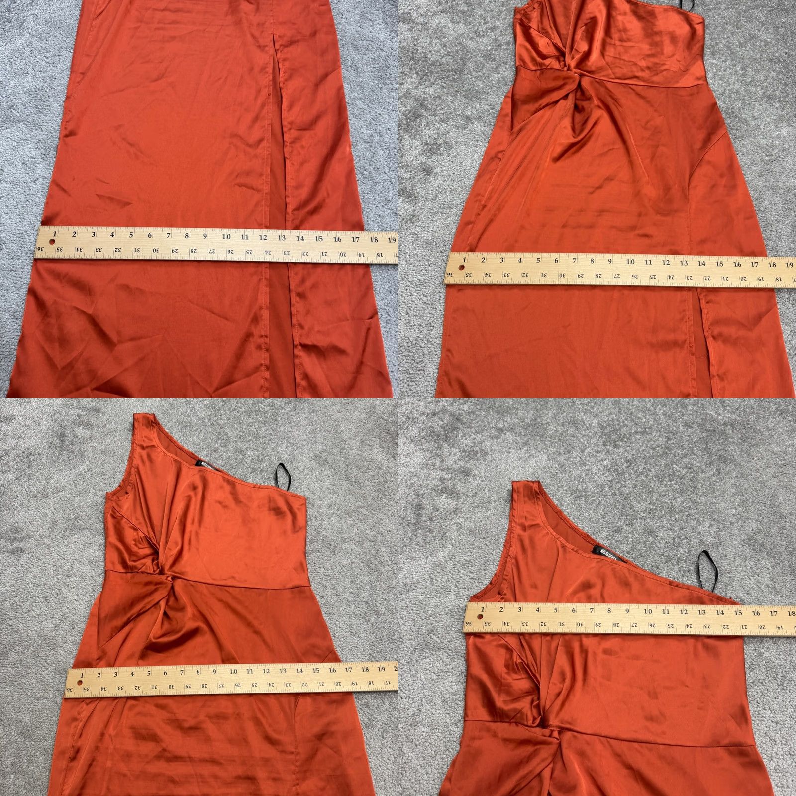 Missguided Missguided Satin One Shoulder Twist Front Maxi Dress Womens 8 Orange Size M / US 6-8 / IT 42-44 - 9 Thumbnail